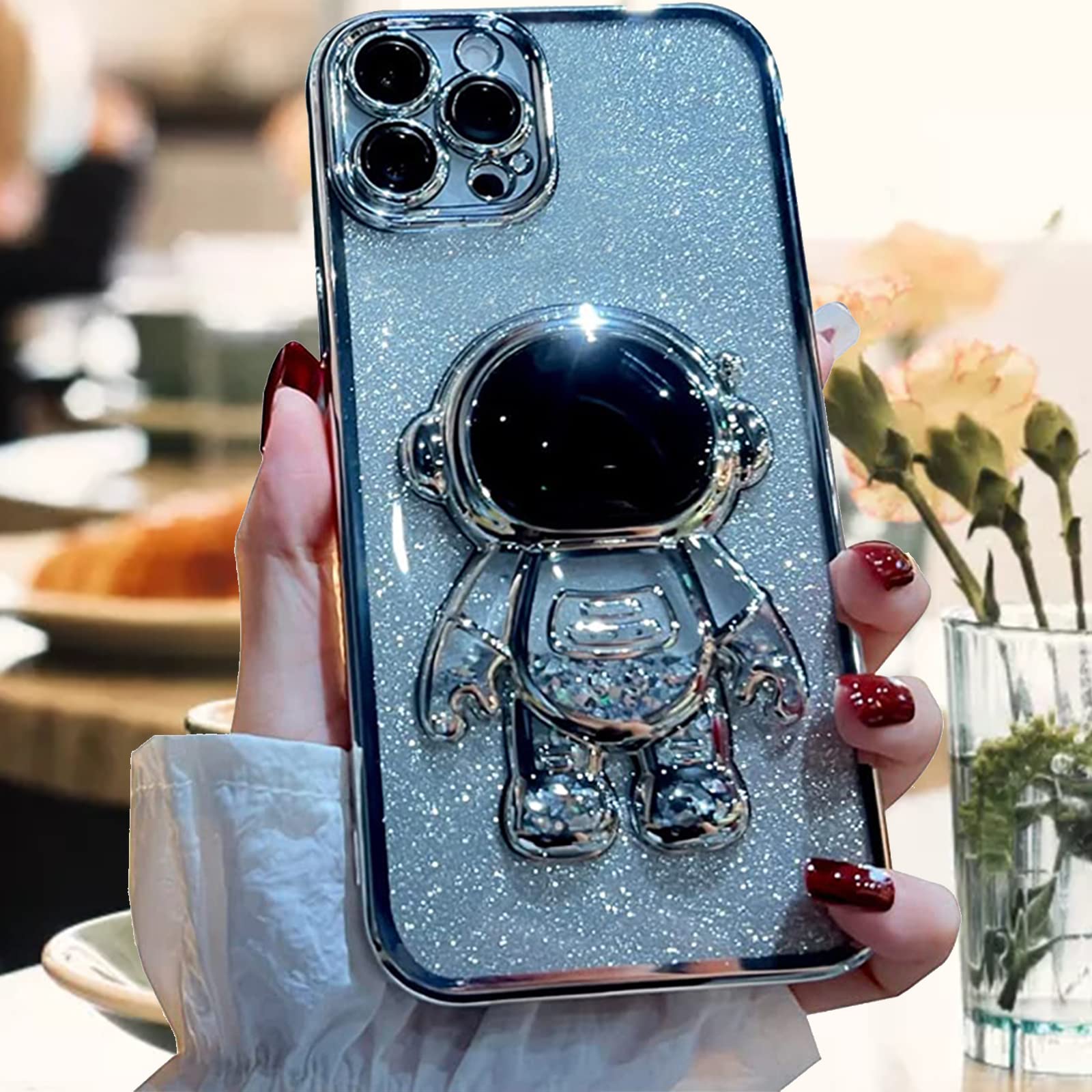 6D Bling Astronaut Iphone 14 Pro Max Case, Cute Liquid Plating Sparkle Floating Glitter Quicksand Phone Case Iphone 14 Pro Max F