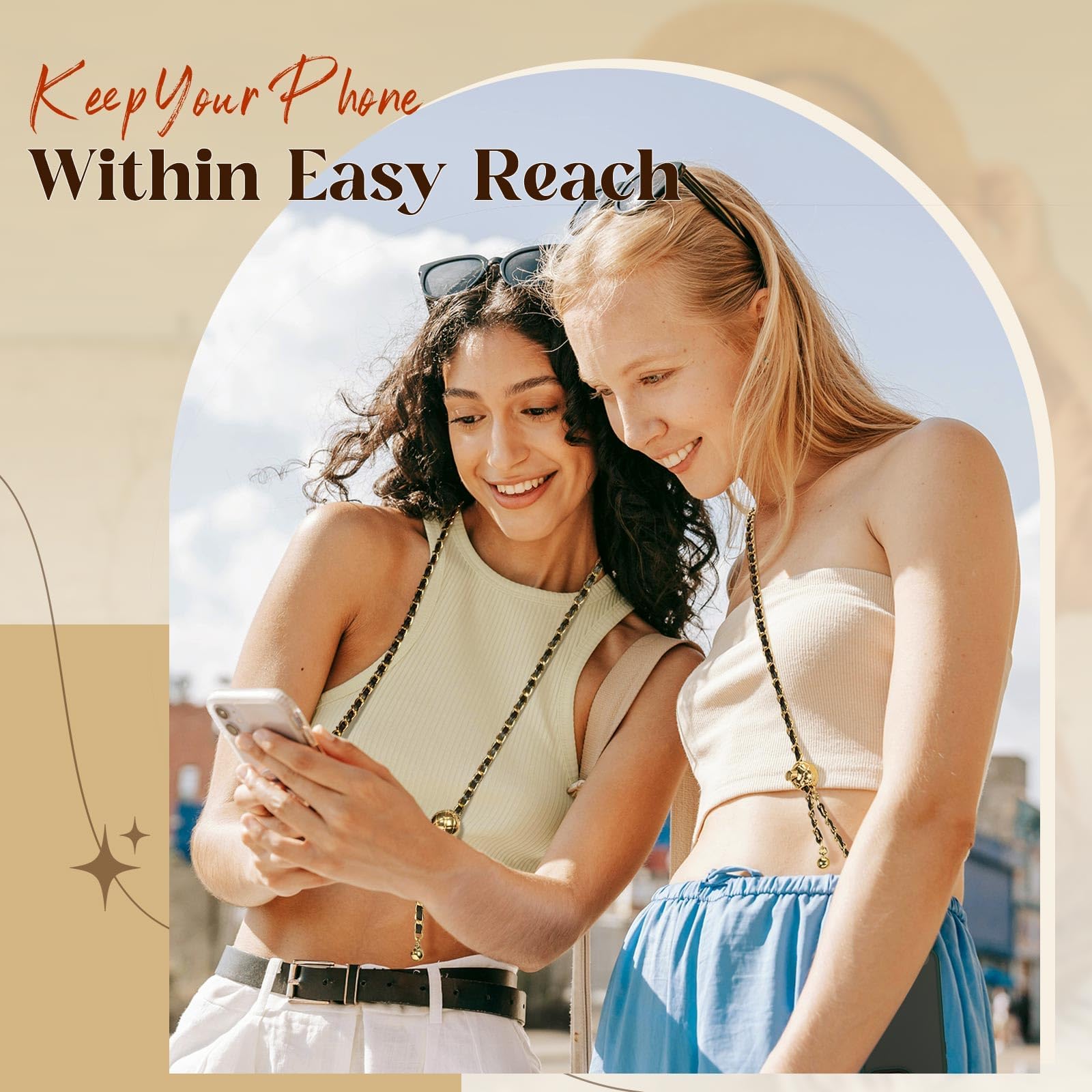 Timovo Universal Phone Lanyard, Metal Cell Phone Chain Anti-Theft Crossbody Strap For Iphone And Most Smartphones, Adjustable Ce