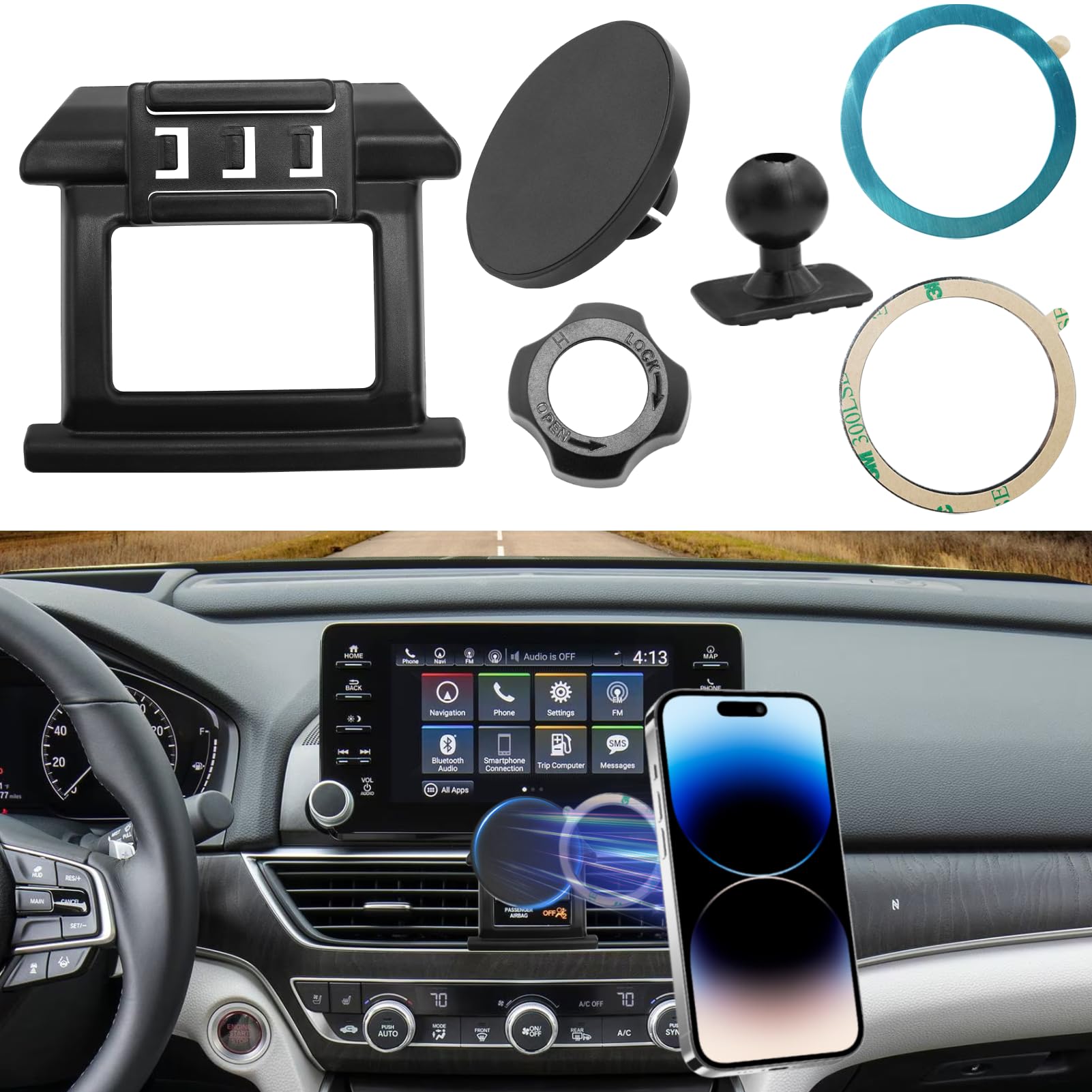 Apeser Compatible With Honda Accord Phone Holer Mount 2018-2022 For Hazard Light Slot,10Th Gen Accord Air Vent Phone Holder Anti