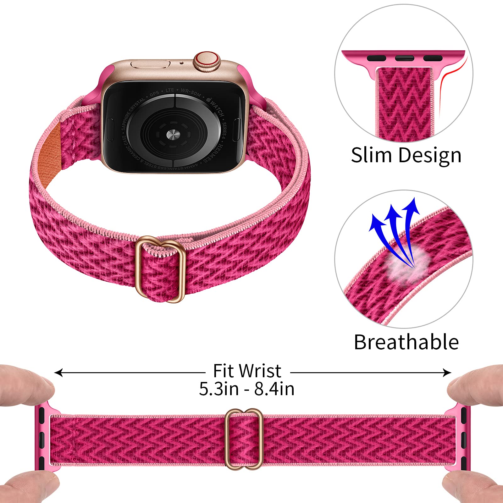 Sicciden Slim Stretchy Bands Compatible With Apple Watch Band 46Mm/49Mm/45Mm/44Mm/42Mm Series 3/2/1, Women Nylon Strap For Iwatc