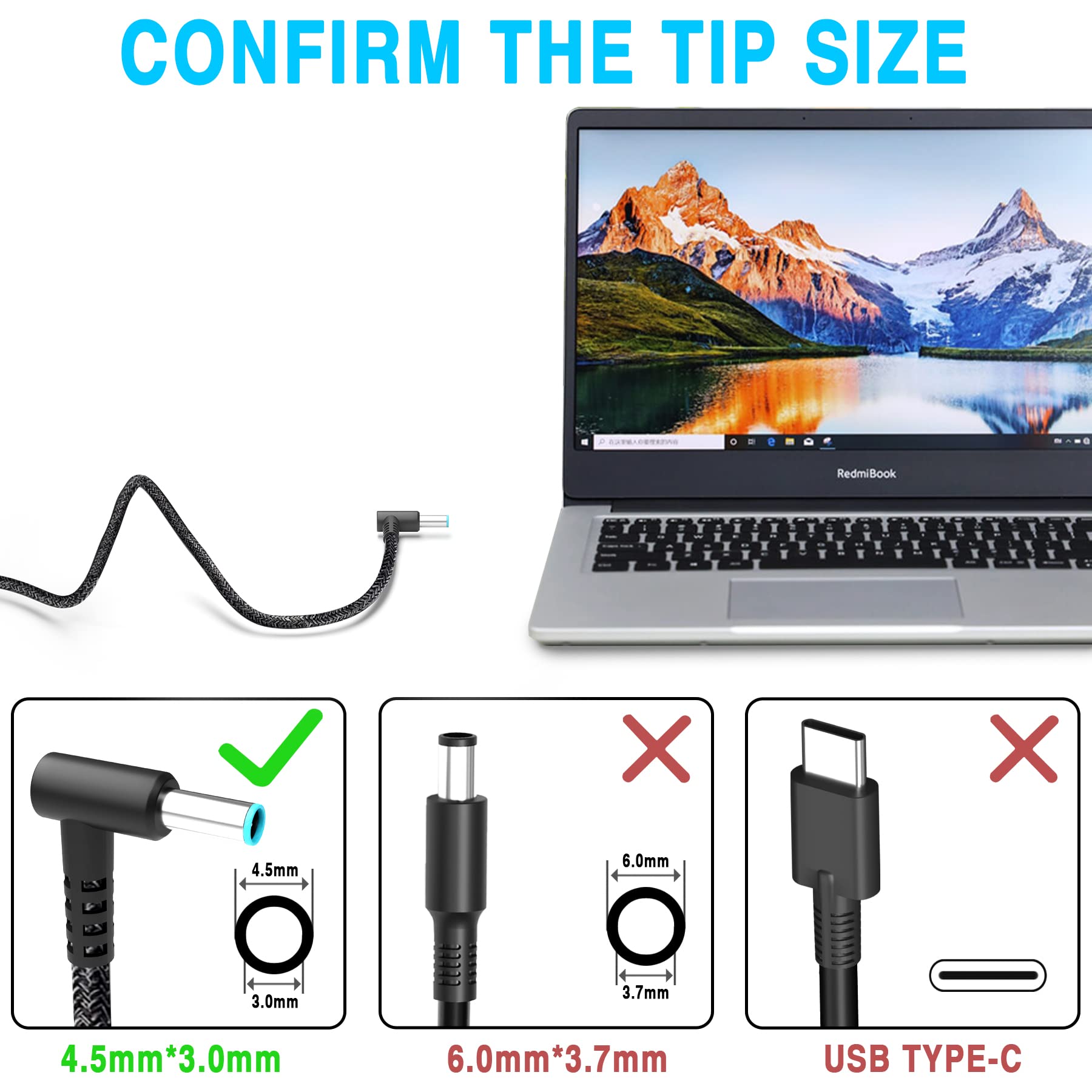 Wzxhu New Slim 65W Laptop Charger Replacement For Hp Probook 450 650 640 G5 G4 G6 G7, Elitebook 840 850 G3 G4 G5 G8 G9, Pavilion