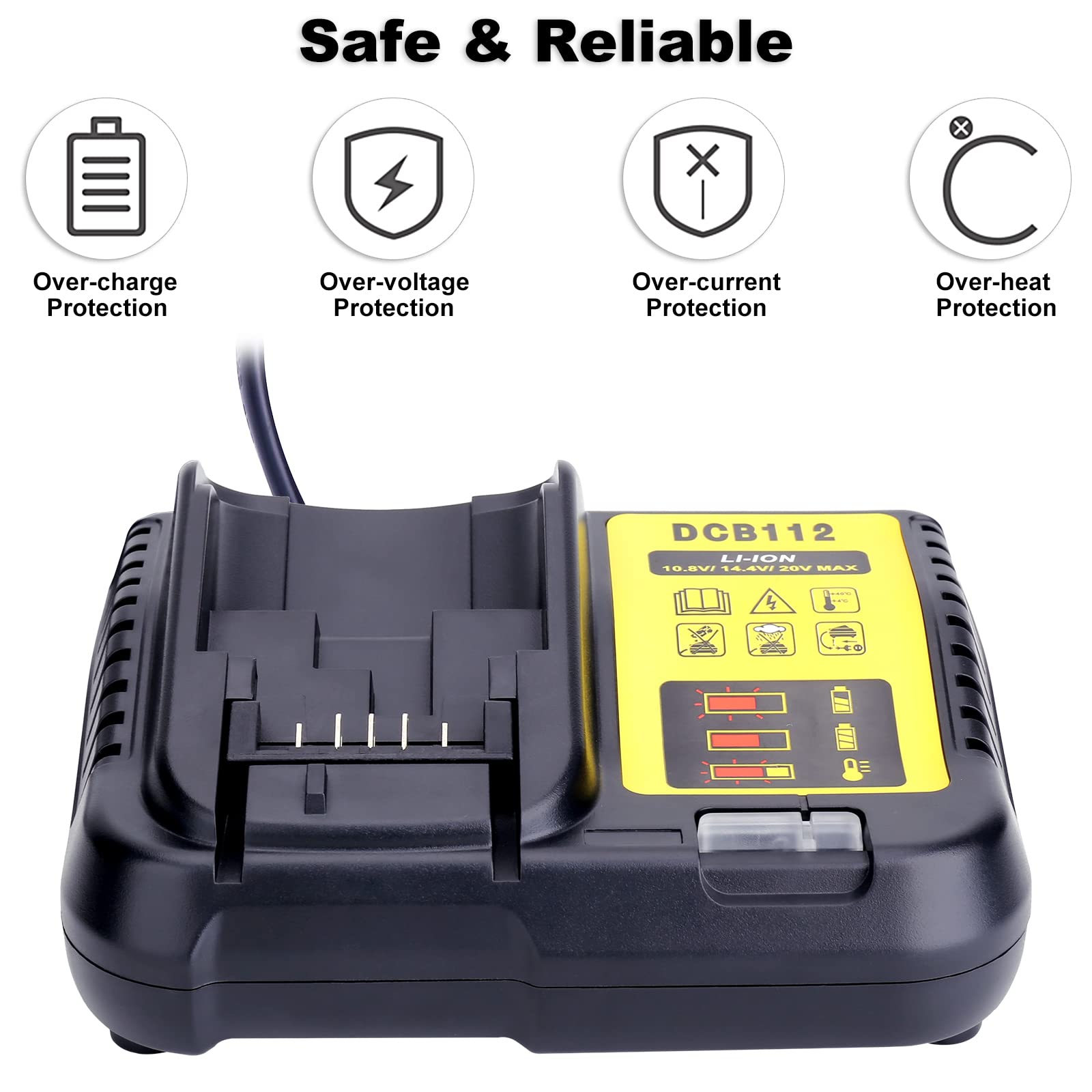 Biswaye 20V Max Battery Charger Dcb112 Dcb115 For 12V, 20V And 60V Max Lithium Battery Dcb201 Dcb204 Dcb606 Dcb609 Dcb207 Dcb206
