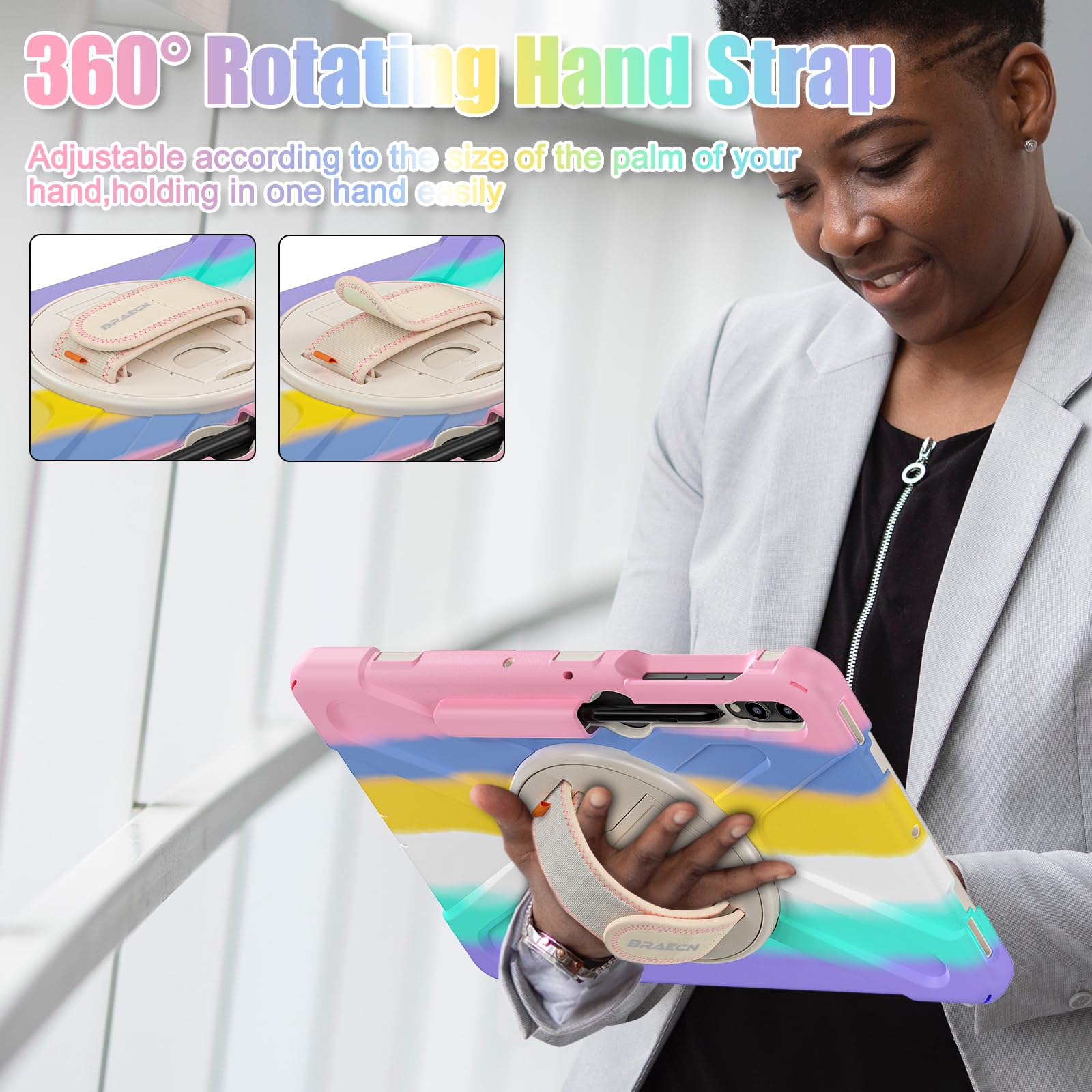 Braecnstock Kids Case For Samsung Galaxy Tab S9 Fe+ Plus/ S9+ Plus/ S8+ Plus/ S7 Fe/ S7+ Plus 5G 12.4 Inch Shockproof Protective