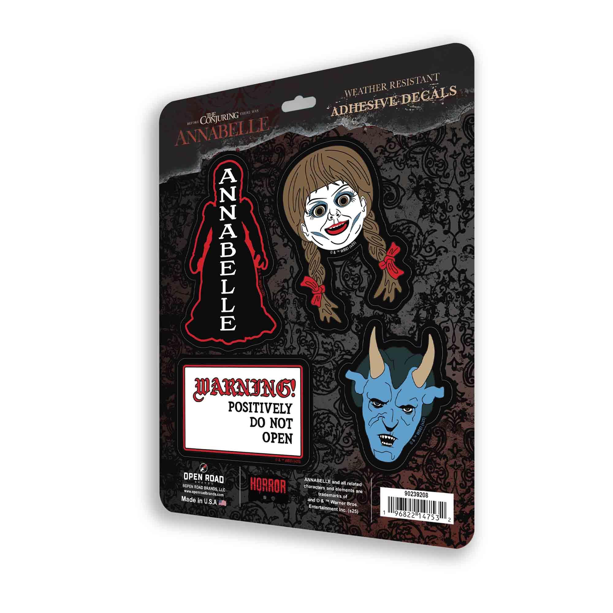 Annabelle 4Pk Adhesive Vinyl Decals - Creepy Horror Movie Sticker Set Featuring The Possessed Doll