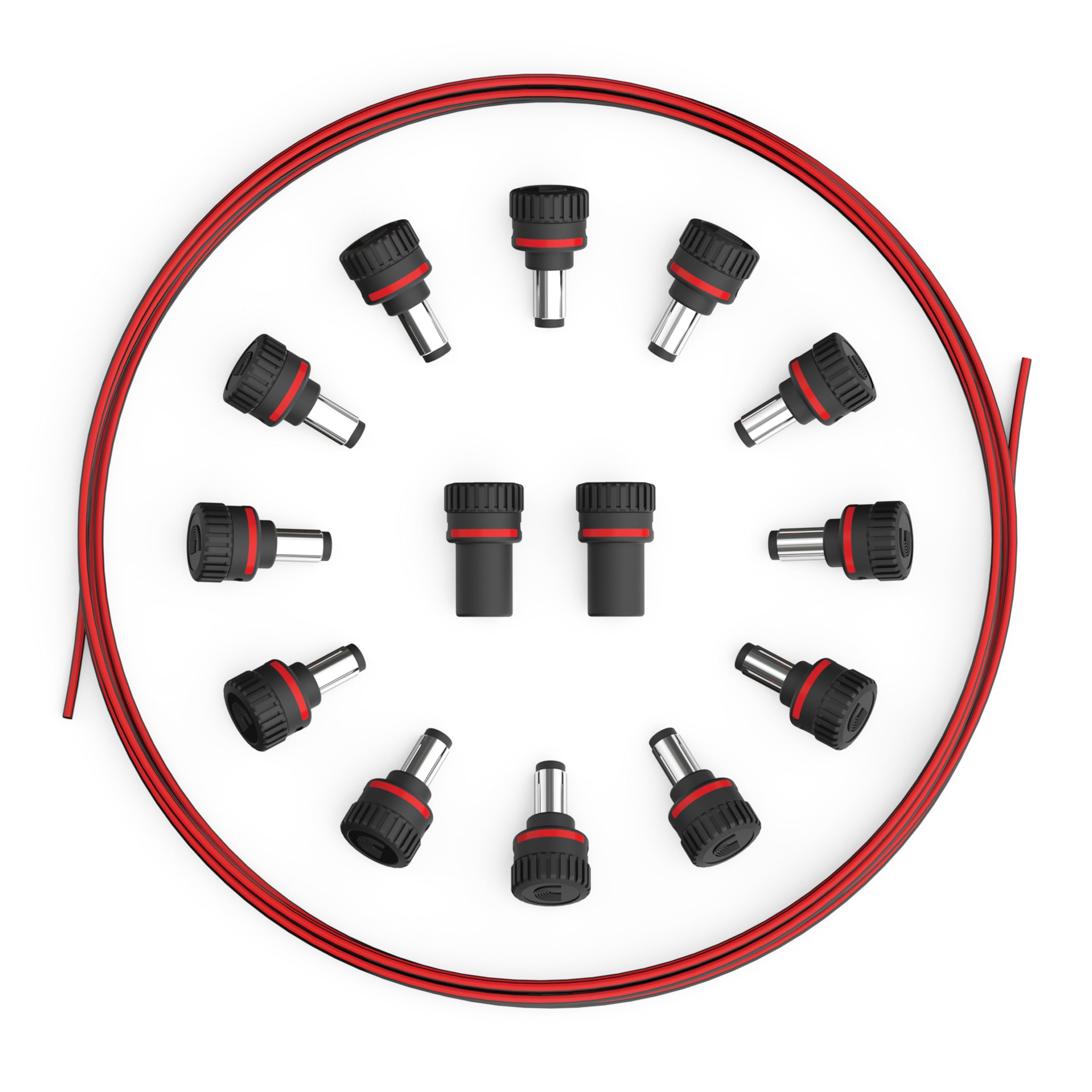 DAddario Accessories XPND DIY Power Cable Kit - Customizable Power Cables for Guitar Pedal Boards - 12 Male Plugs, 2 Female Plu