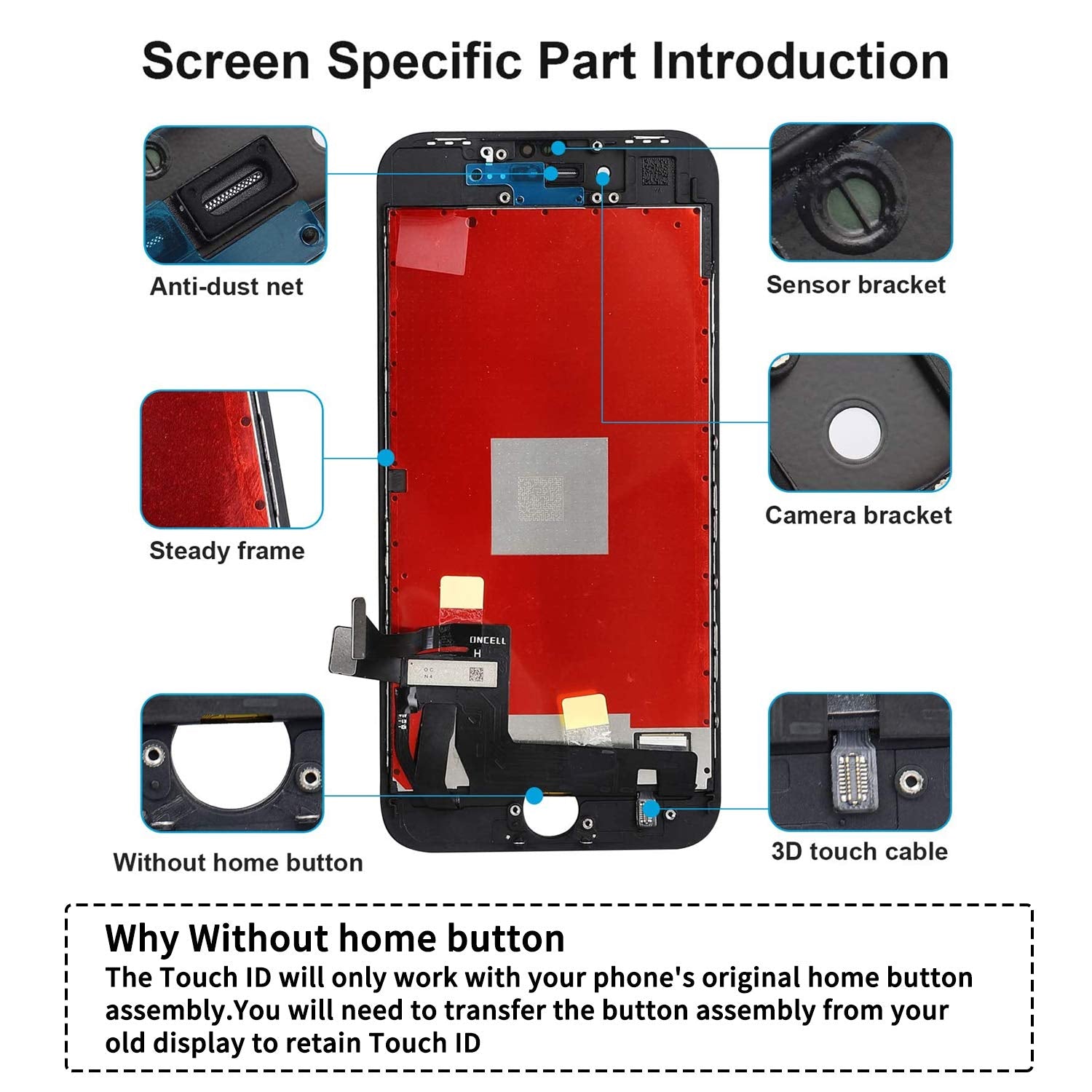 For Iphone 8 Plus Screen Replacement Black 5.5 Inch, Diykitpl 3D Touch Lcd Digitizer Display For Iphone 8 Plus, With Repair Tool