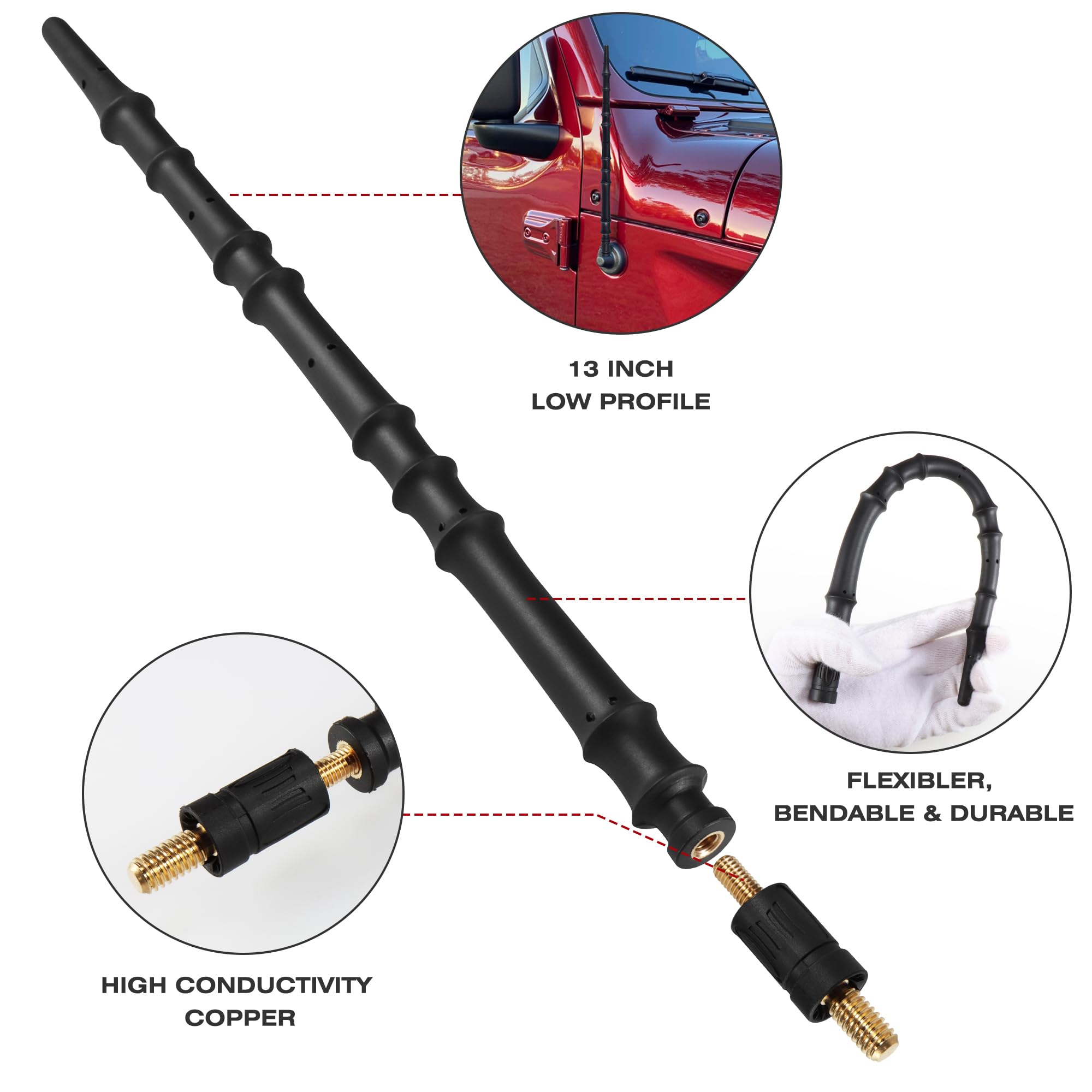 13 Inch Antenna Compatible With 2007 2024 Jeep Wrangler Jk Jl Gladiator Jt Sport Willys 4Xe Sahara Rubicon Unlimited Mojave Ante