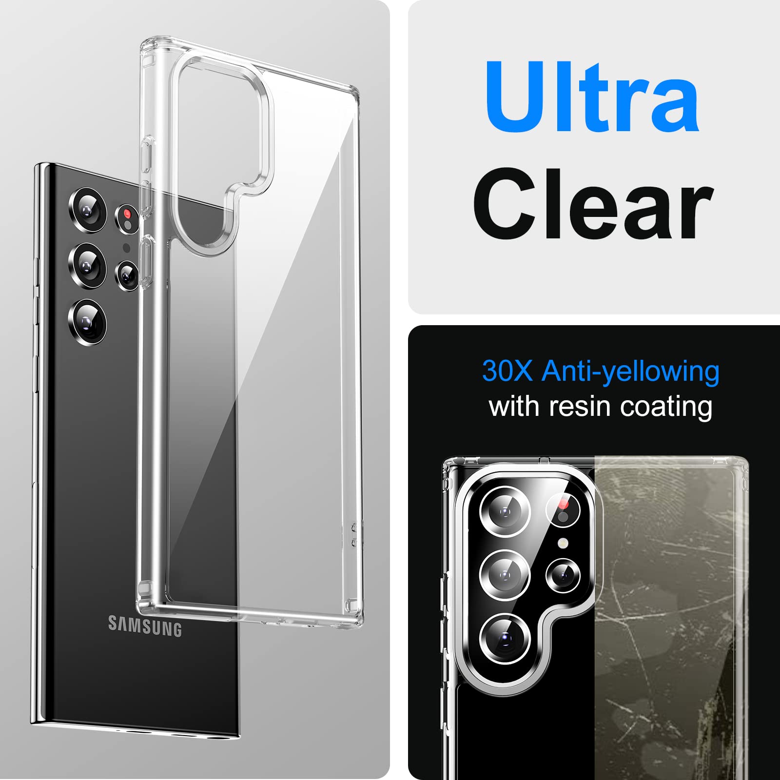 Meifigno Natural Series For Samsung Galaxy S23 Ultra Case (6.8 Inch), [30X Anti Yellow][Military Grade Protection & Super Clear]