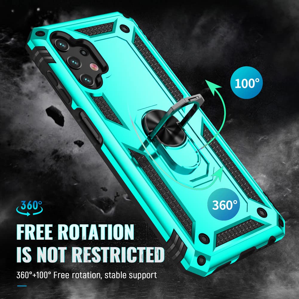 Androgate Phone Case for Samsung Galaxy A13 4G Military Grade Ring Holder Kickstand Shockproof Plastic Green