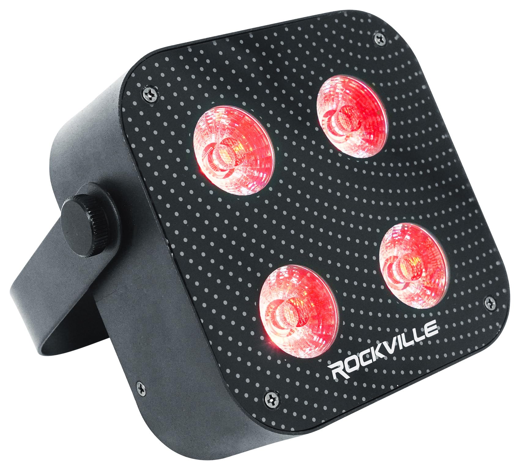 Rockville 4 Pack Mini Ir4 Black, Led Wash Lights, Rgbwa+Uv, Compact, App Control, Lcd, Wireless Dmx, Rechargeable, Perfect For D