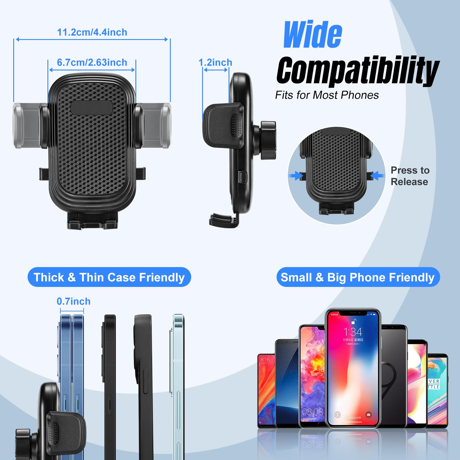 Cup Holder Phone Mount For Car,Upgraded 2 In 1 Car Cup Phone Holder Expander With Adjustable Base,360 Degree Rotation,This Hill