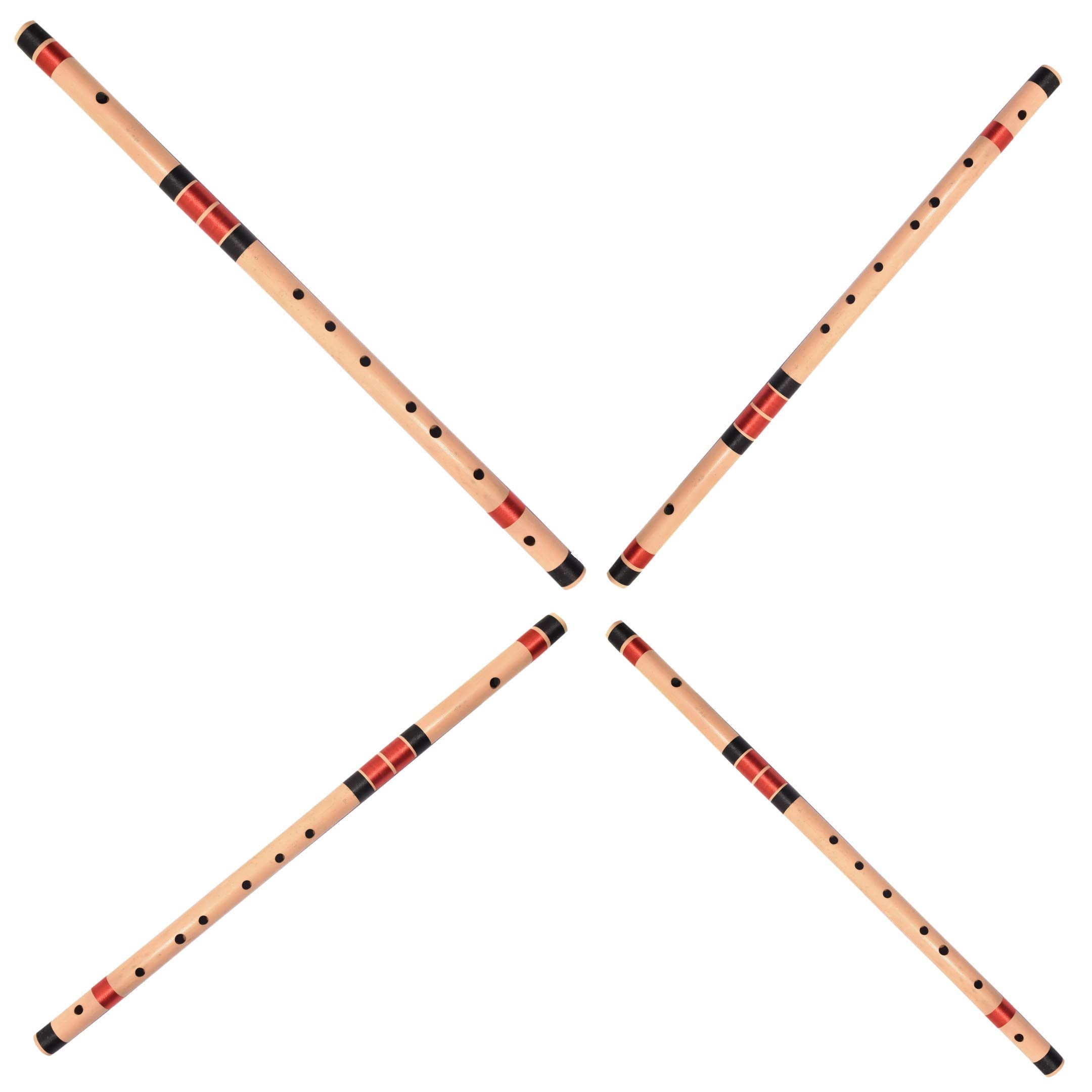 ShivZ Muzic Flutes, Set Of 4 Premium Bansuri, C Natural Medium, Base A, B & G (With Written Manual & Bag)