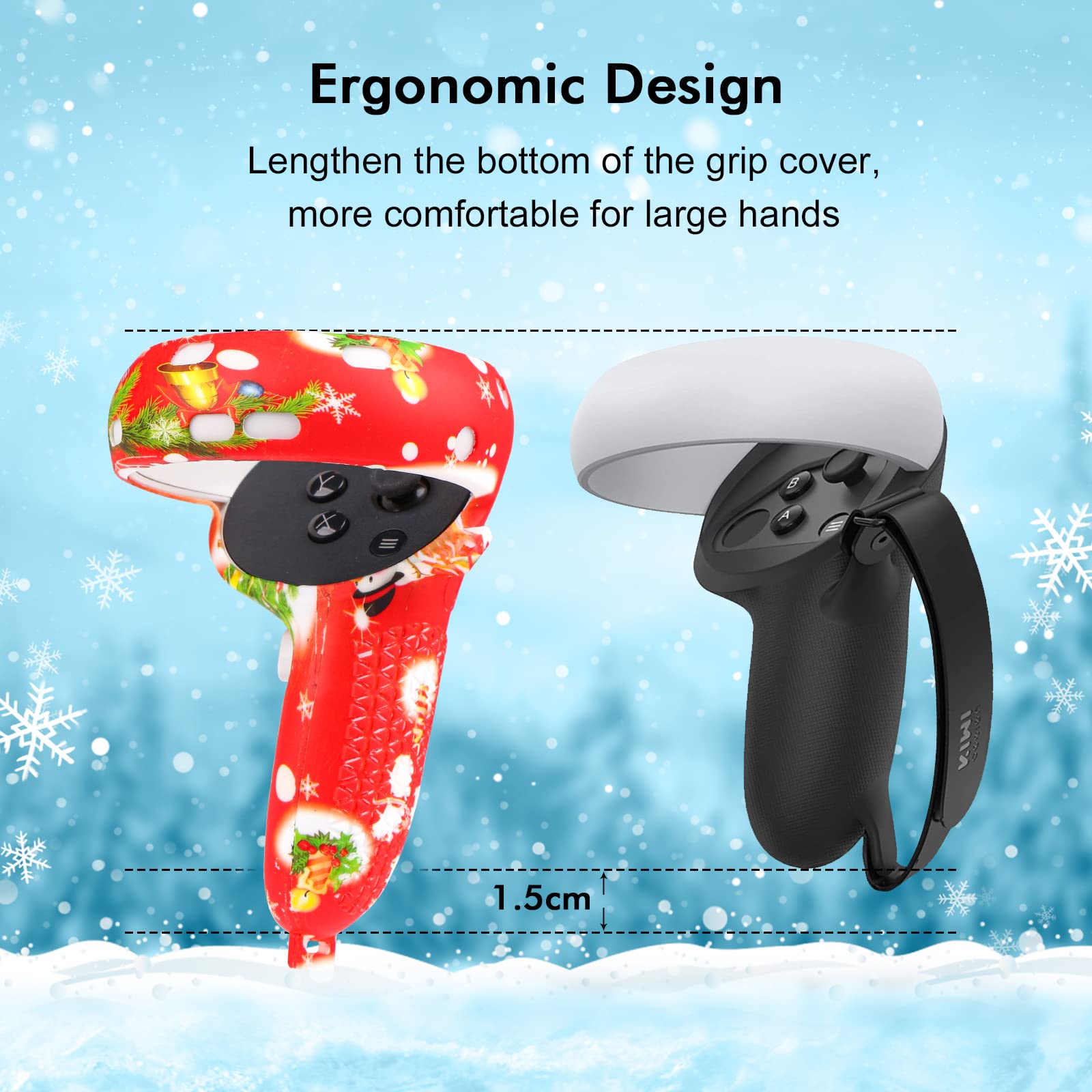 Relohas Accessories For Oculus Quest 2, Touch Controller Grip Leather Cover, Front Face Protector Cover, Silicone Face Cover, Le