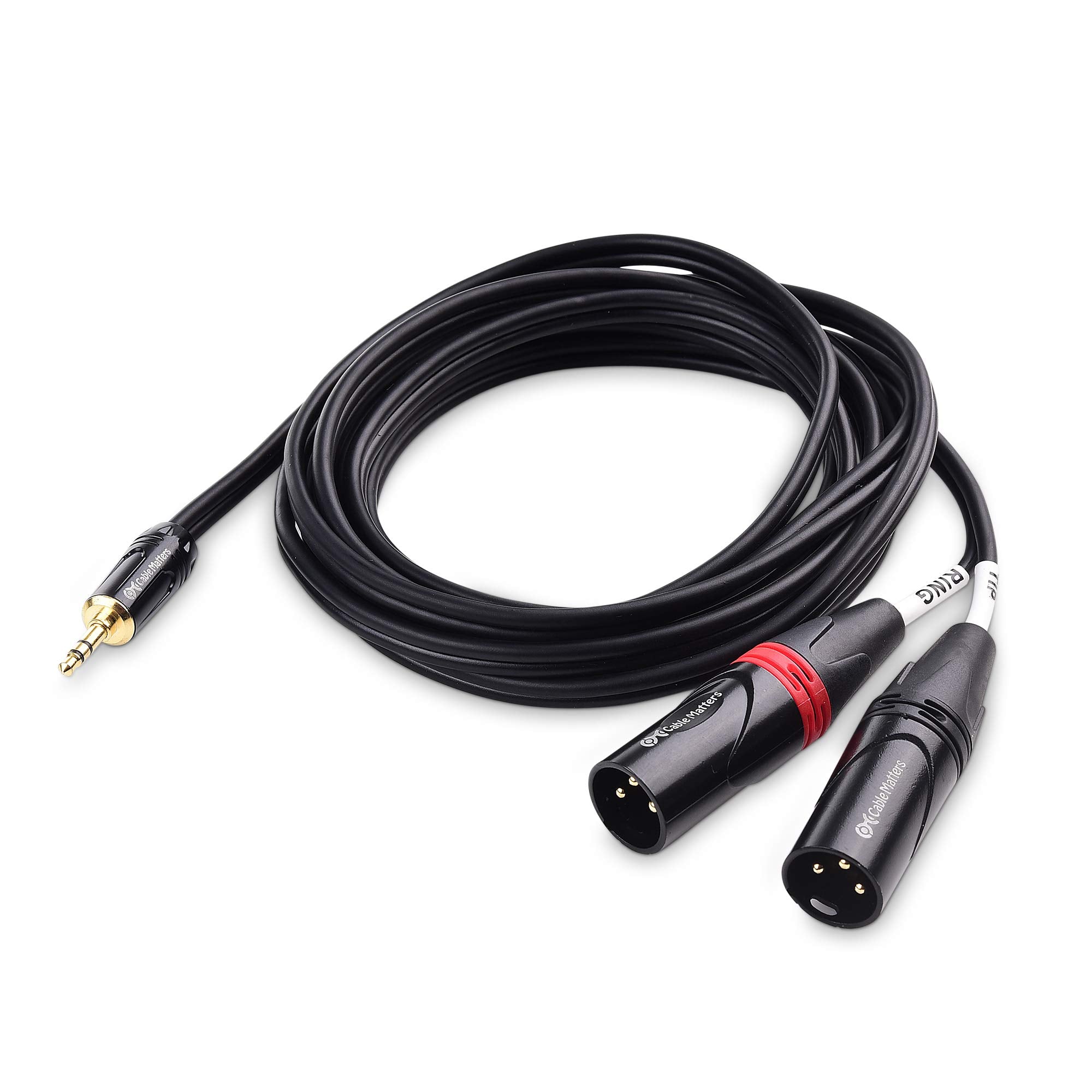 Cable Matters 3.5Mm 1/8 Inch Trs To 2 Xlr Cable 10 Ft, Male To Male Aux To Dual Xlr Breakout Cable