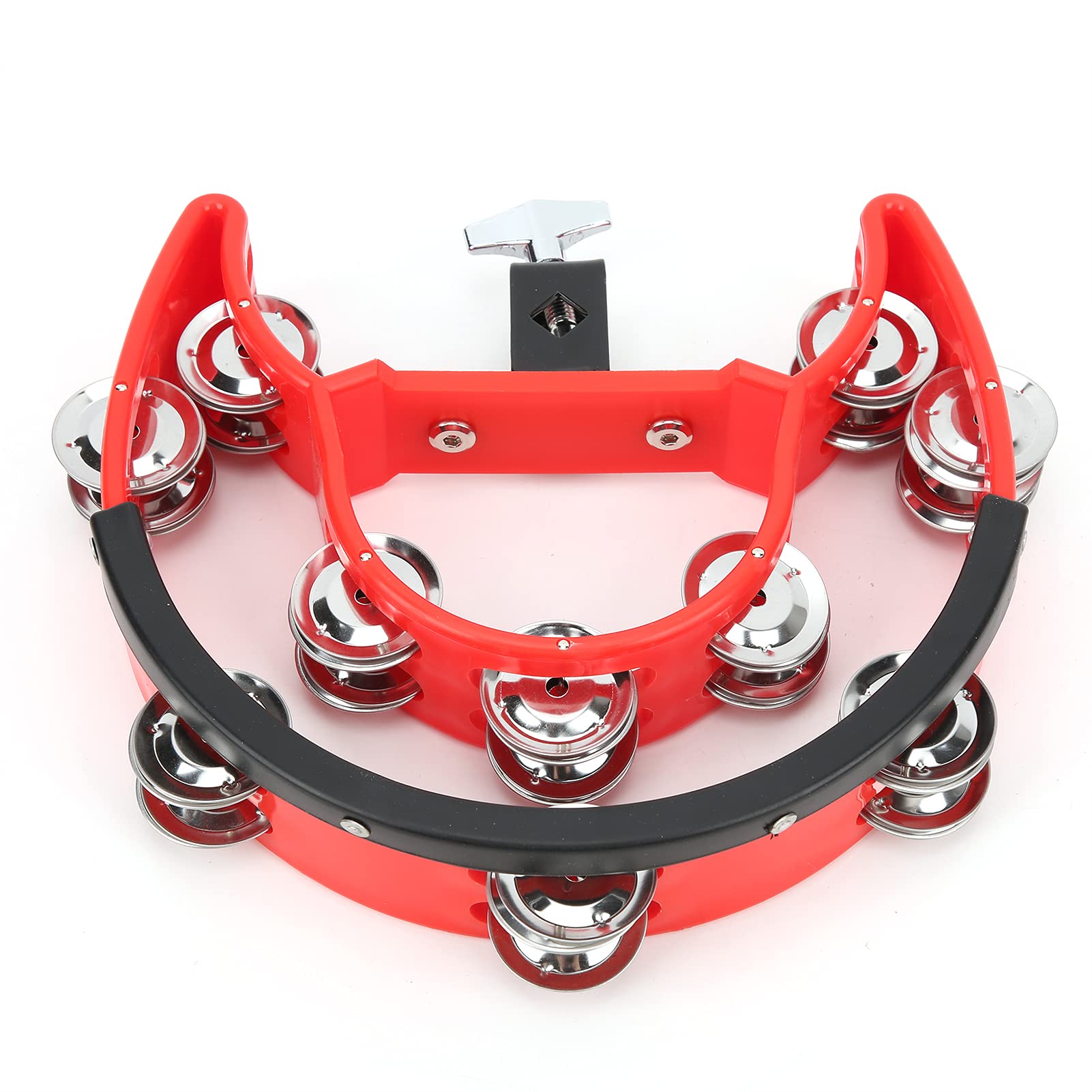Ubervia Double Row Metal Jingles, High Strength Environmentally Friendly Durable Crisp Sound Half Moon Tambourine for Gift for P