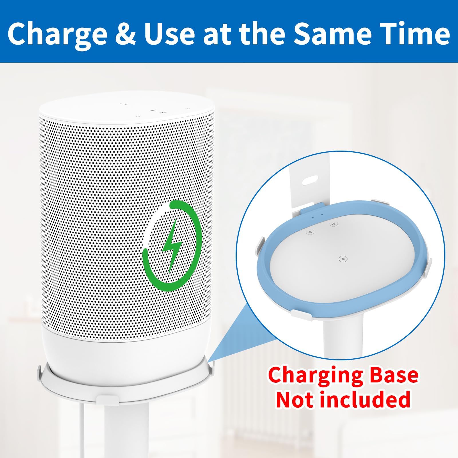 Heavy Duty Floor Speaker Stand For Sonos Move, Move 2 Stand Holder With Management Cable Clips Compatible With Sonos Move, Move