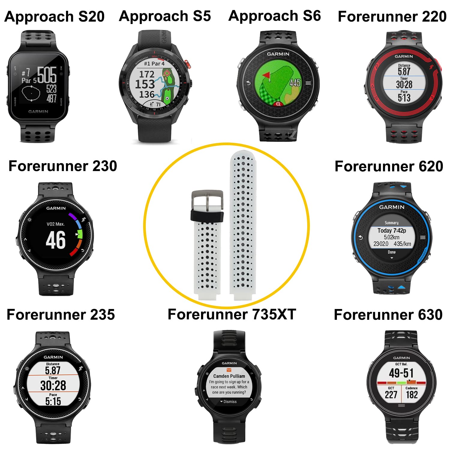 For Garmin Forerunner 220/230/235/235 Lite/620/630/735Xt Silicone Replacement Wrist Watch Accessory Band Strap For Garmin Forerunner 235 Smartwatch Men Women