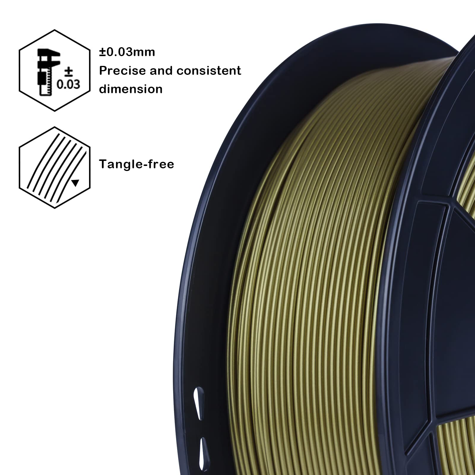Ziro Pla Metal Filament 1.75Mm,3D Printer Filament Pla Pro Metal Bronze 1.75 1Kg(2.2Lbs), Dimensional Accuracy +/  0.03Mm,Bronze