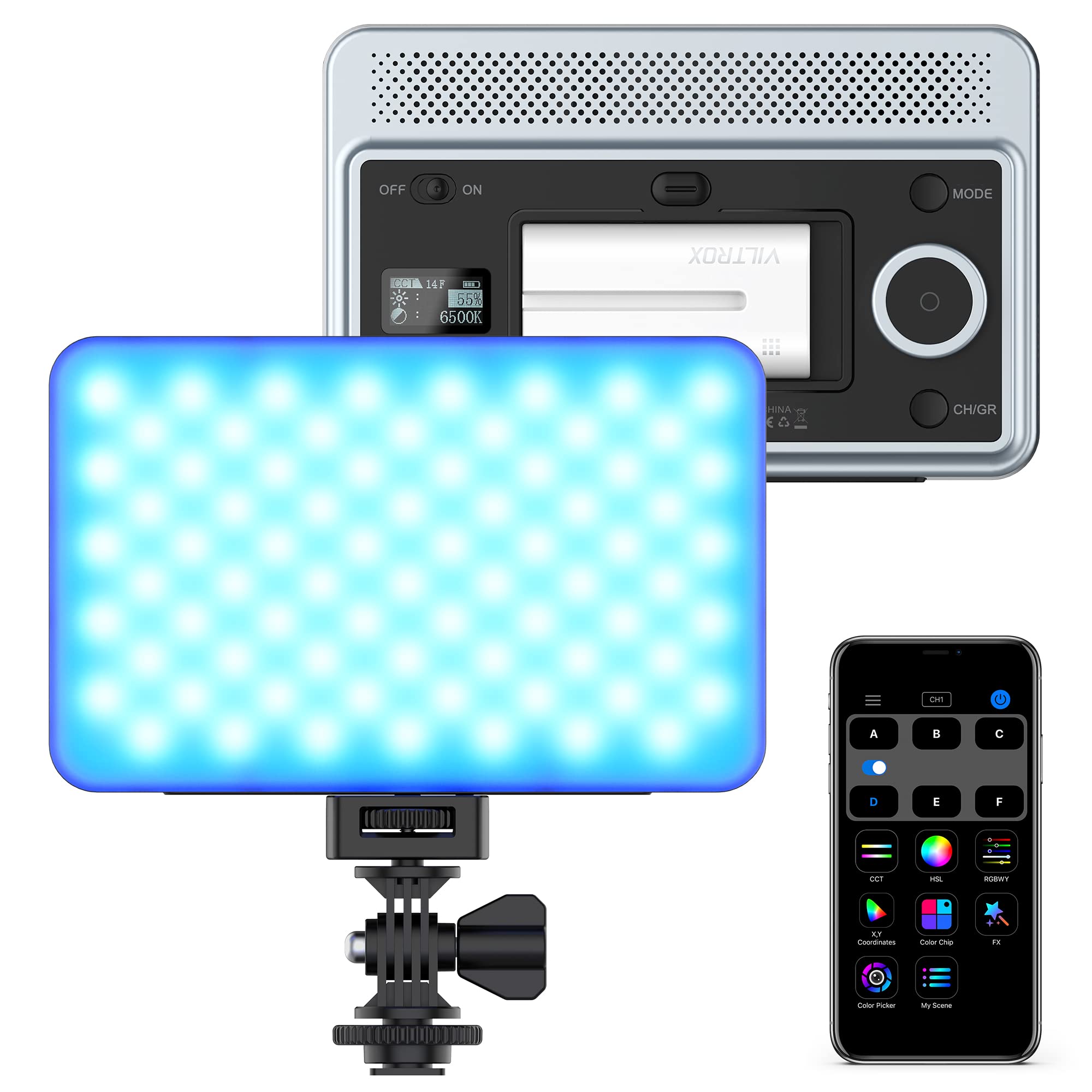 Viltrox Rgb Led Panel Light, Smartphone Control Full Color On Camera Led Photography Light, 2600K 6800K Dimmable Led Video Light