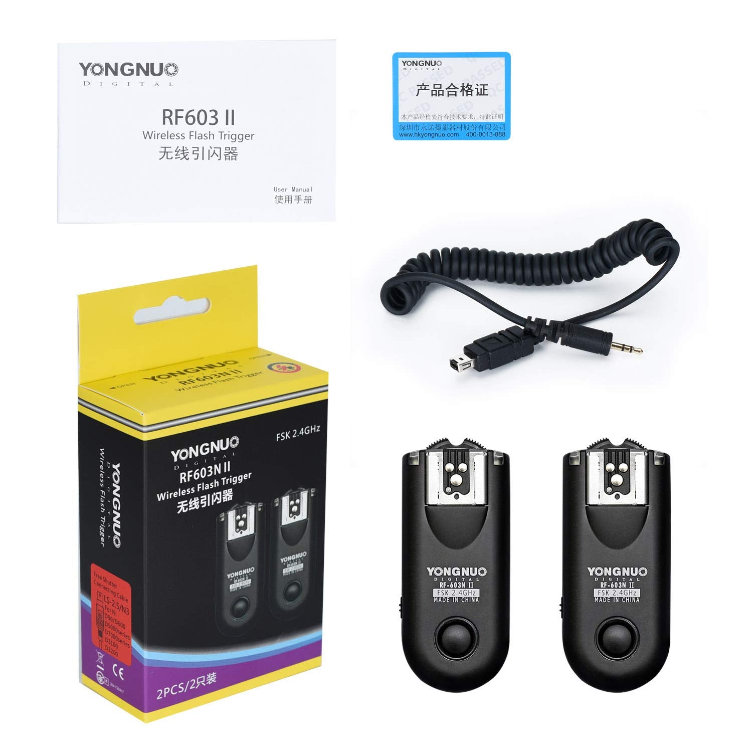 Yongnuo Rf 603Ii N3 Wireless Shutter Release, Flash Trigger For Nikon Dslr D90 D600 D7100 D7000 D5100 D5000 D3100 D3000