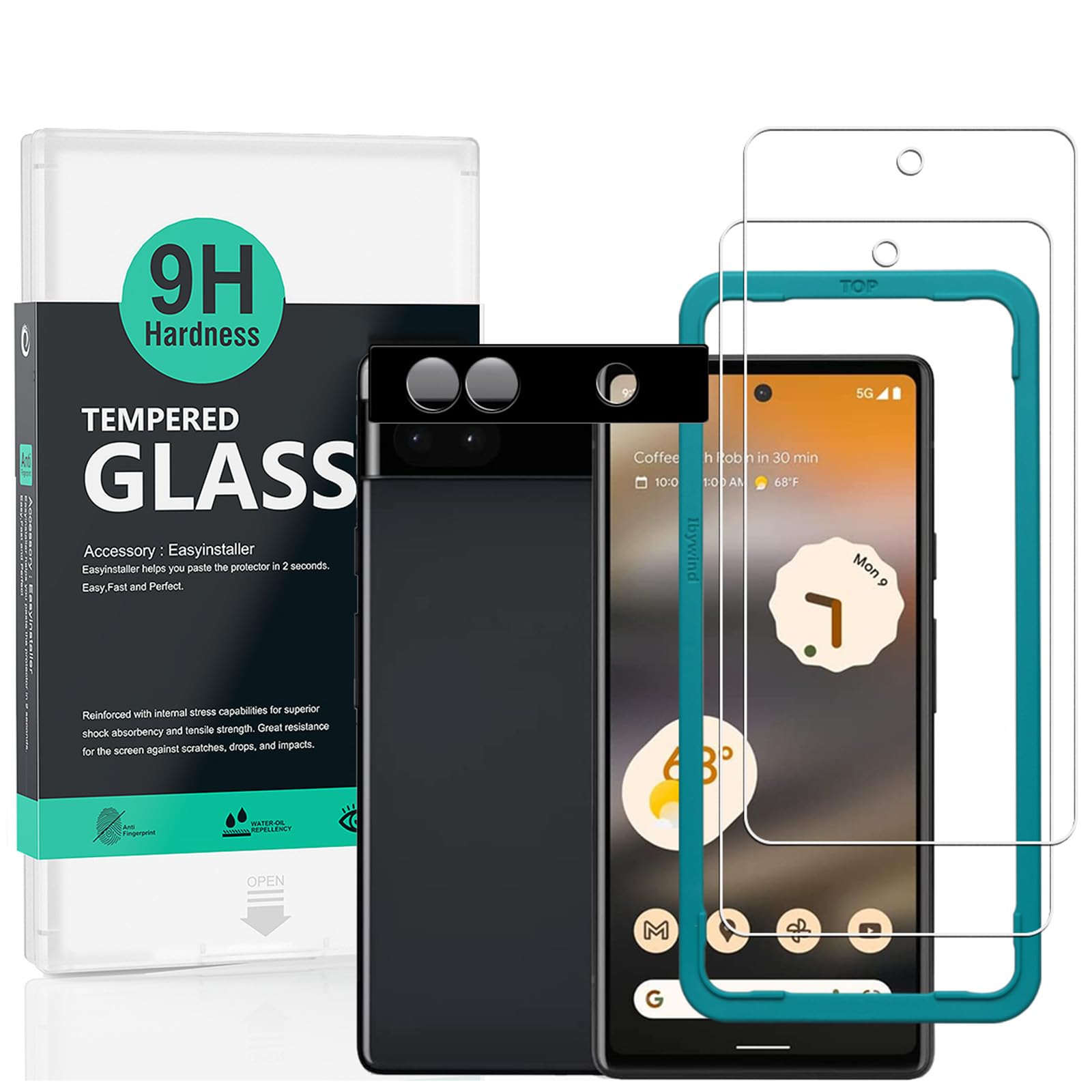 Ibywind Screen Protector For Google Pixel 6A 5G 6.1'',With Metal Camera Lens Protector,No Bubble,Easy To Install