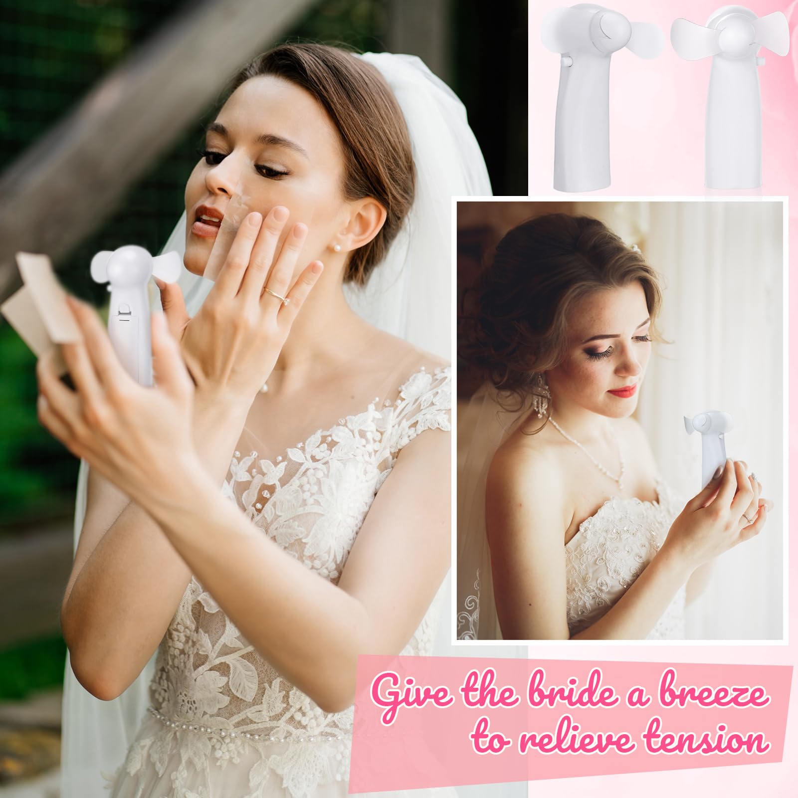 Rossesay 24 Pcs Mini Portable Fan Bulk Powerful Handheld Fan Electric Small Personal Battery White Hand Fan For Indoor Outdoor W