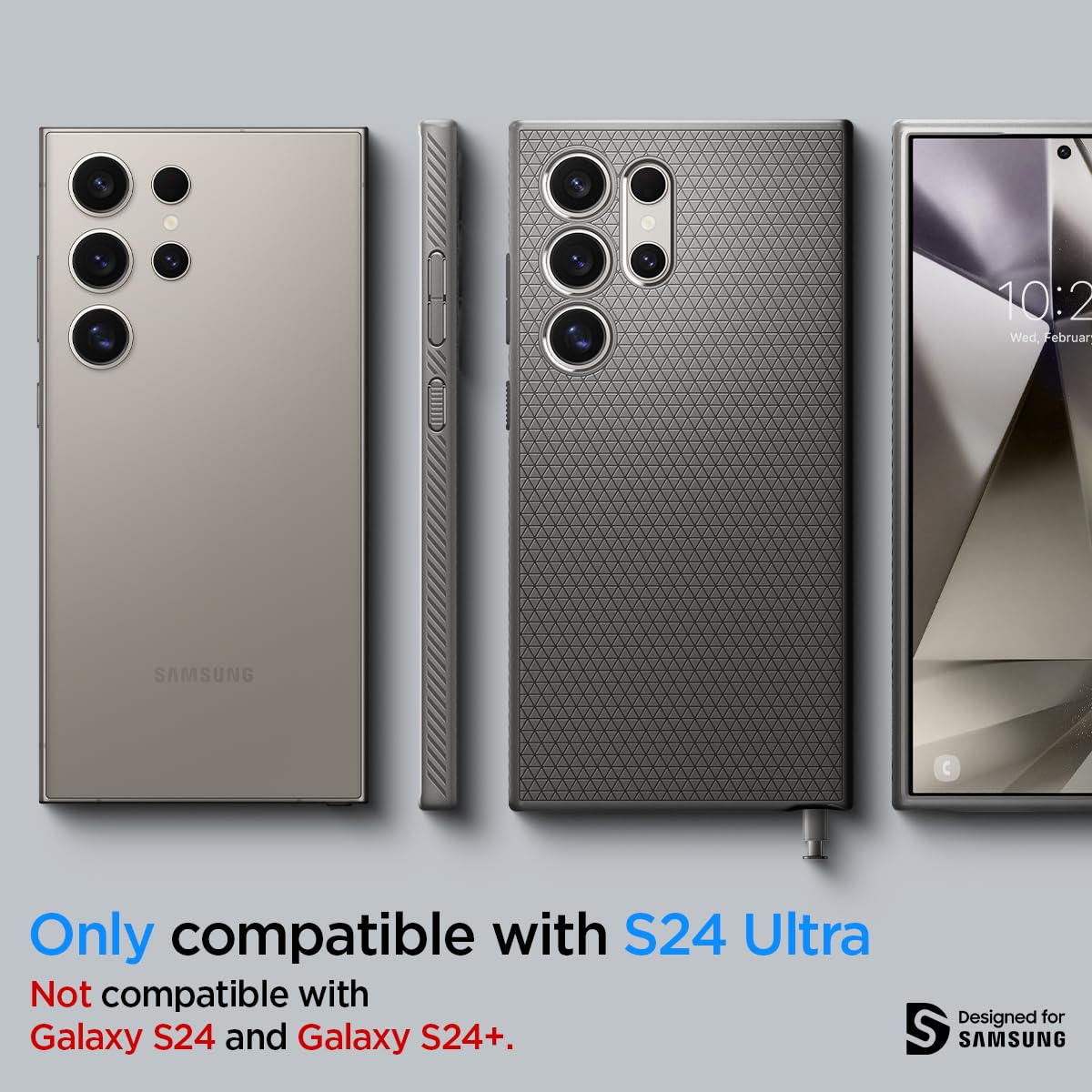 Spigen Liquid Air Designed For Galaxy S24 Ultra Case (2024) [Military Grade Protection]   Marble Gray