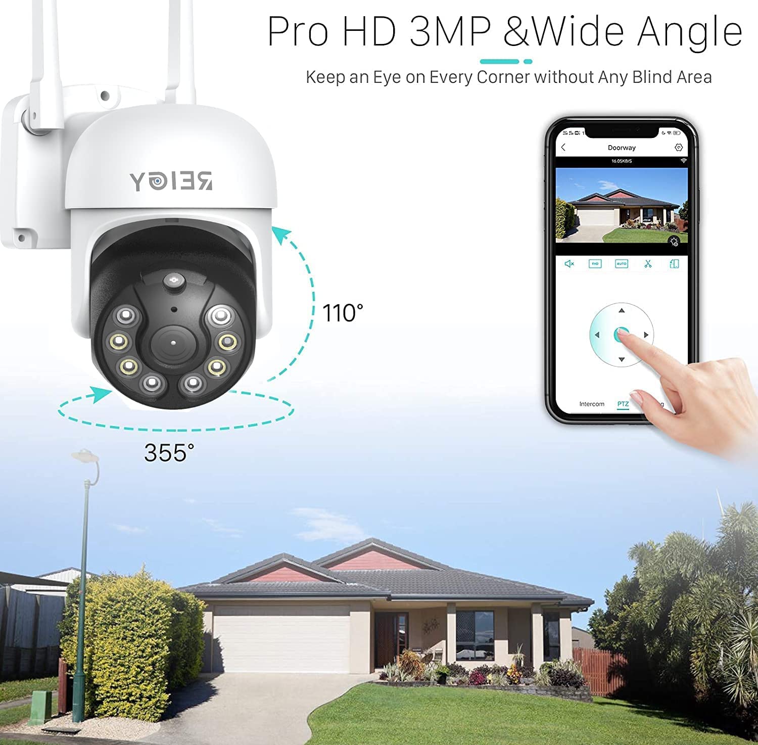 Reigy 3Mp Wifi Security Camera System With Floodlight And 1Tb Hard Drive Preinstalled, 2K Outdoor Home Surveillance Set 8Ch Nvr