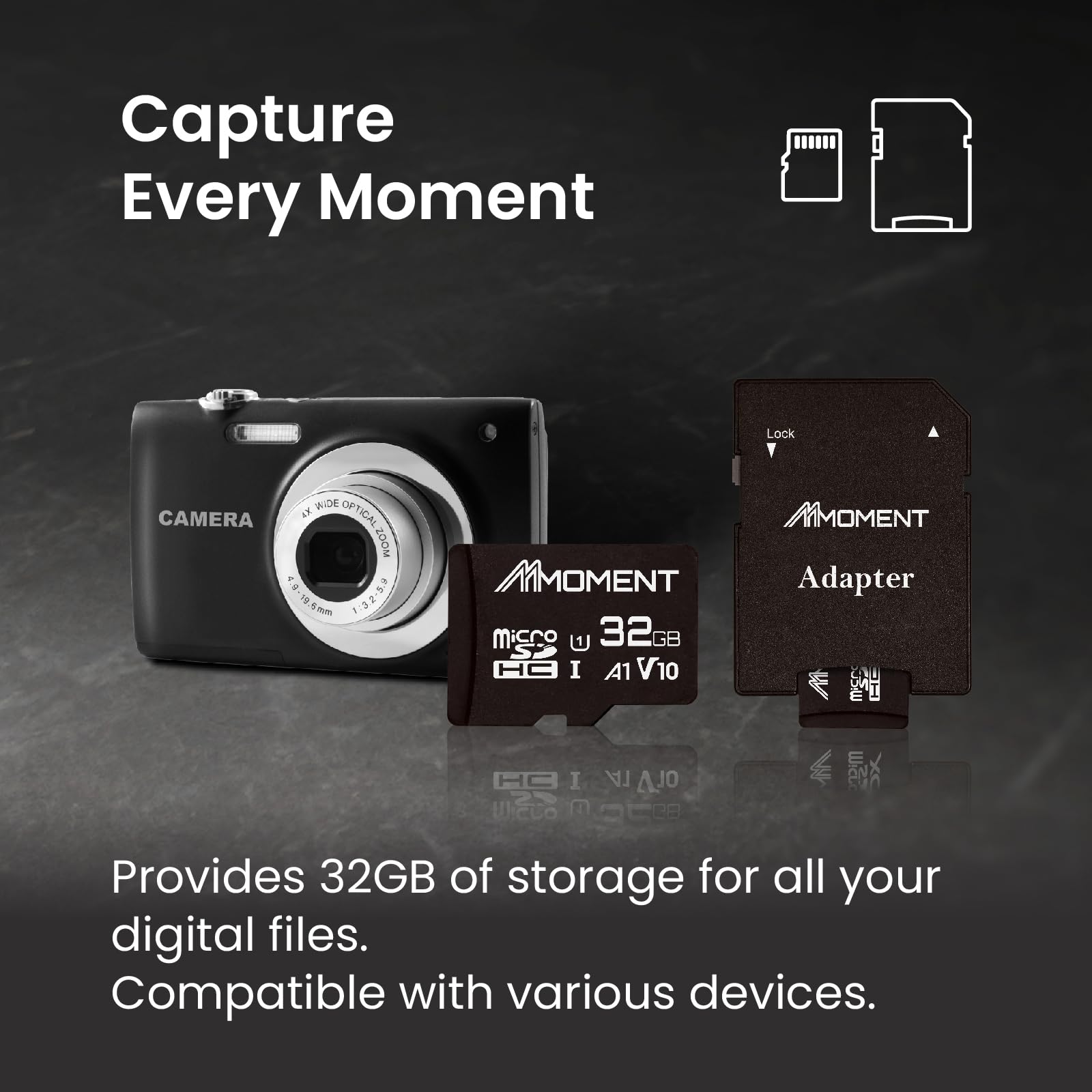 Mmoment 32Gb Micro Sdhc Card, A1, Uhs I, U1, V10, Class 10 Compatible, Read Speed Up To 90 Mb/S, Sd Adapter Included
