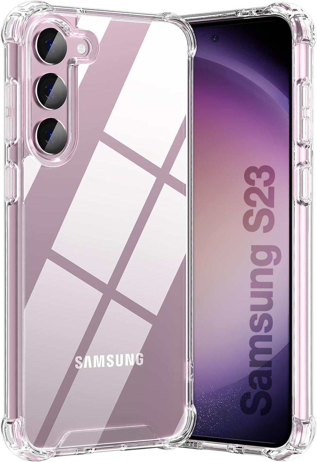 KIOMY Phone Case for Samsung Galaxy S23 5G Shockproof Hybrid PC TPU Crystal Clear Slim Fit with Airbag Corners