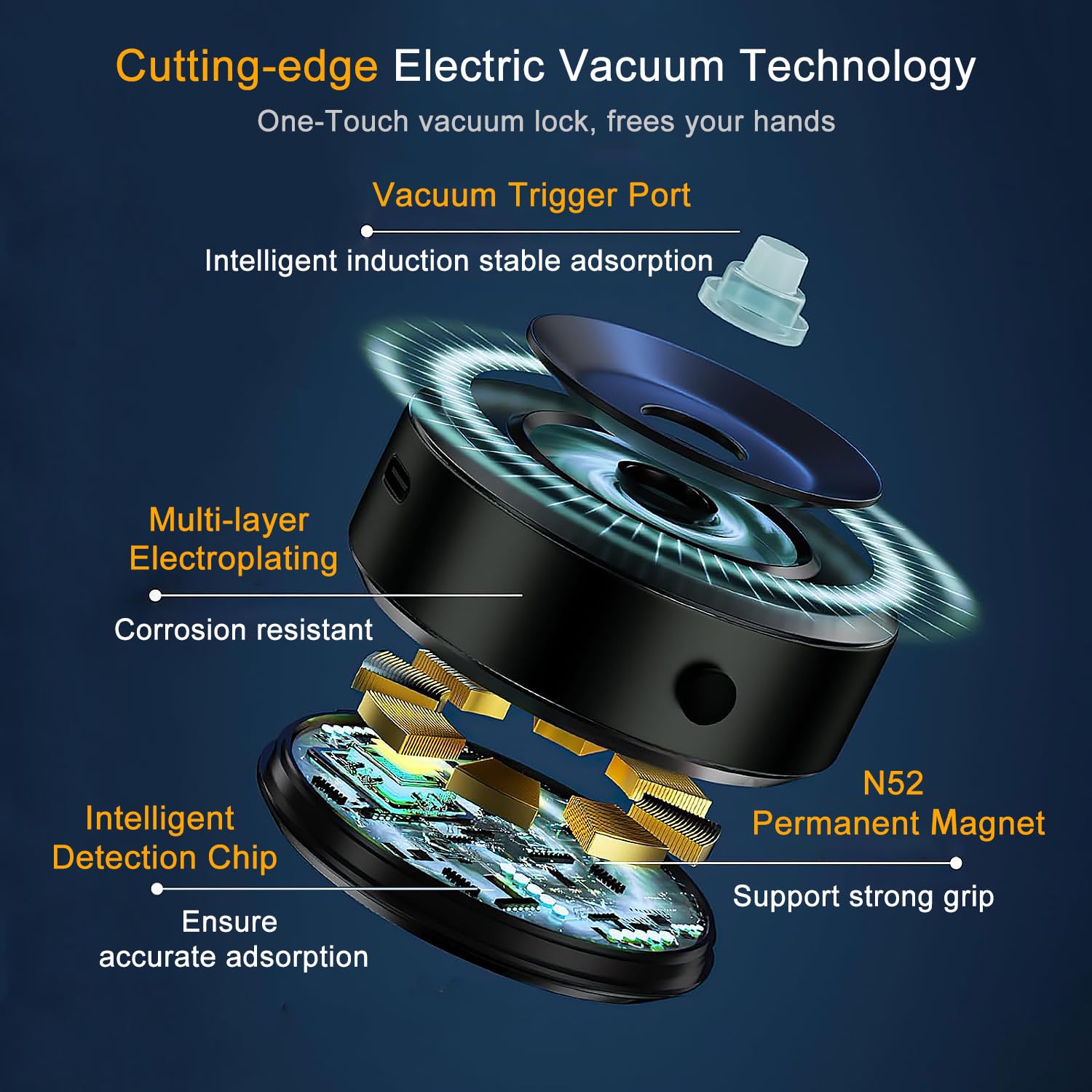 Jkoailiwi Electric Vacuum Magnetic Suction Phone Mount, Hands-Free Shower Phone Holder, Magnetic Cell Phone Holder For Car/Gym/M