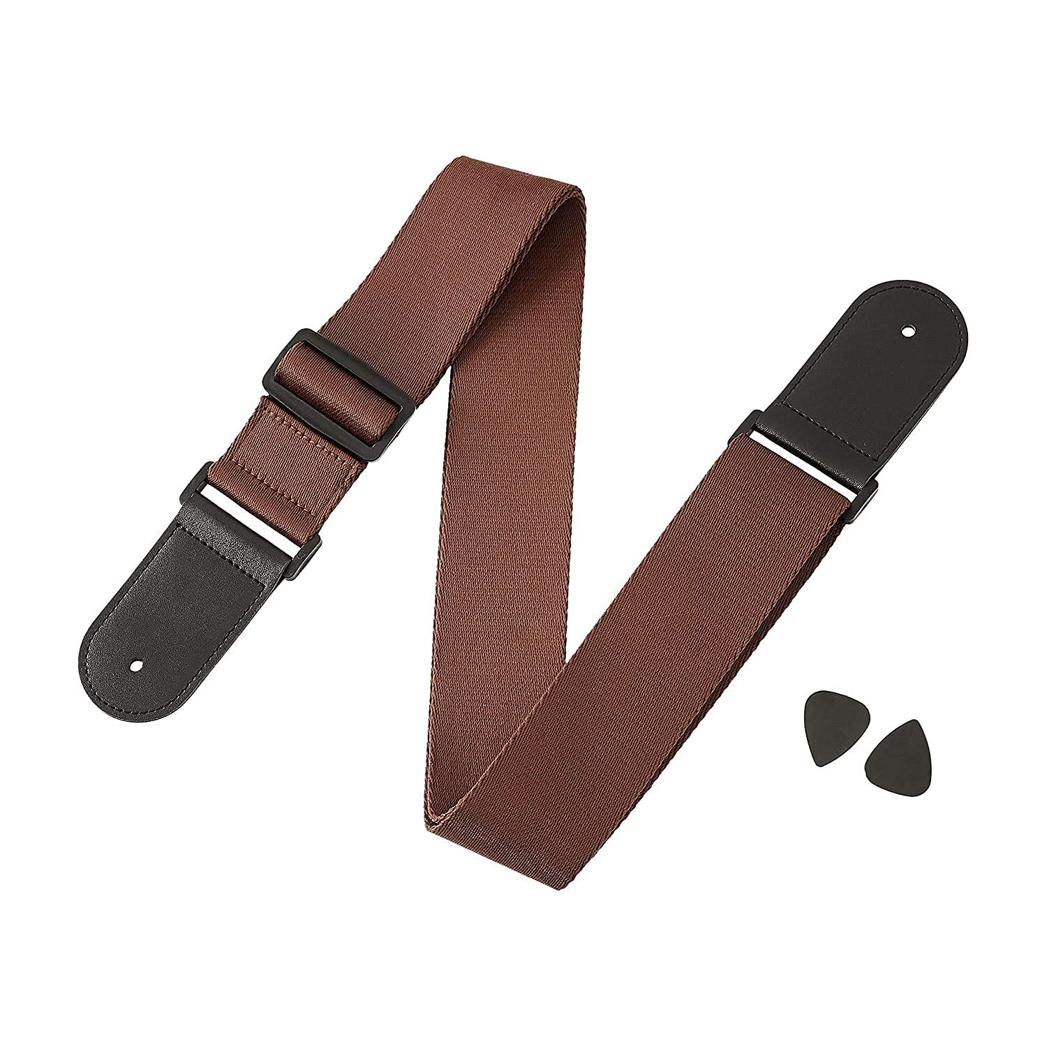 SG Musical GUITAR STRAP/BELT BROWN WITH 4PICKS