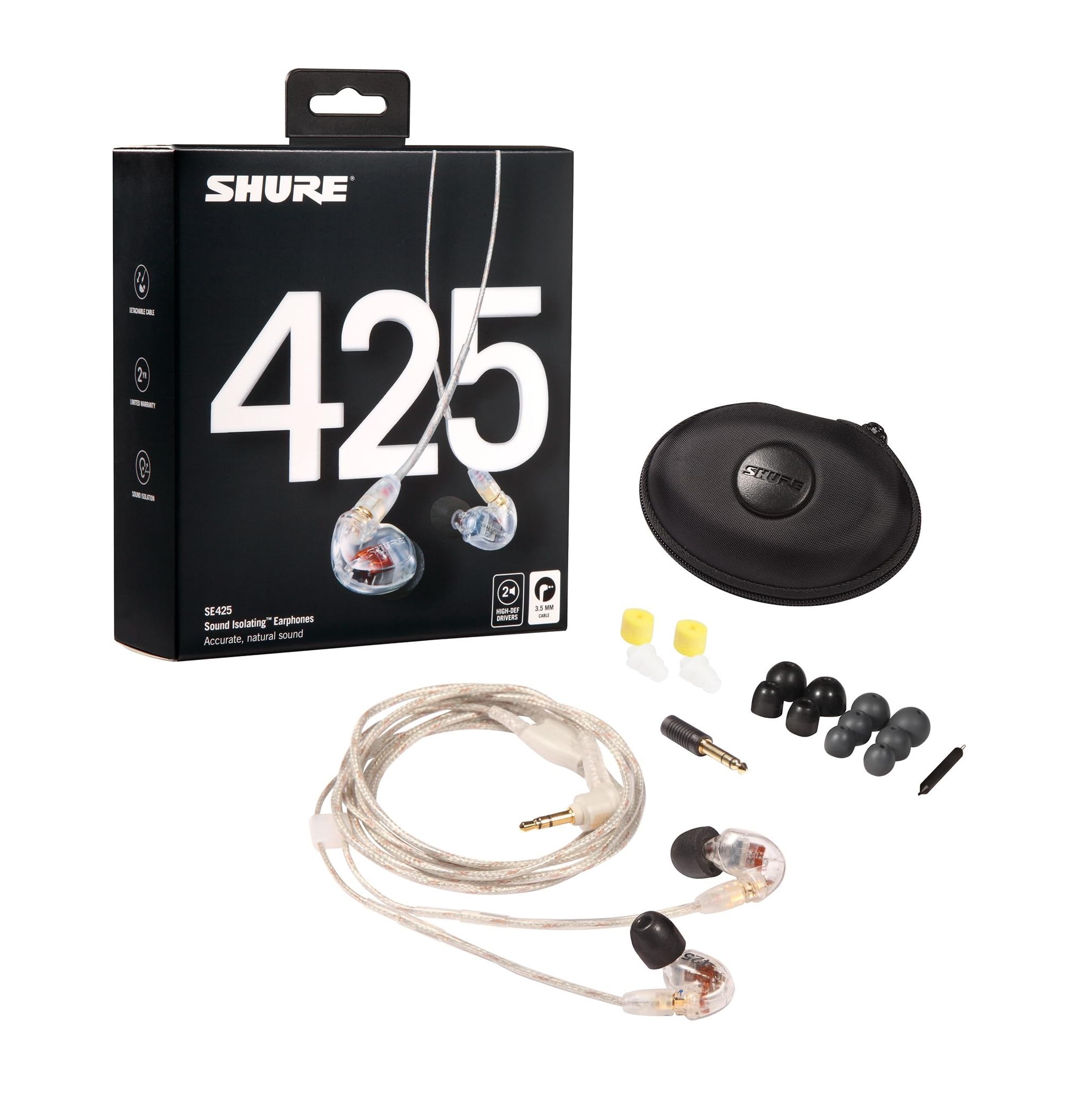 Shure SE425 PRO Wired Earbuds - Professional Sound Isolating Earphones with Detailed Sound, Dual-Driver Hybrid, Secure in-Ear Fi