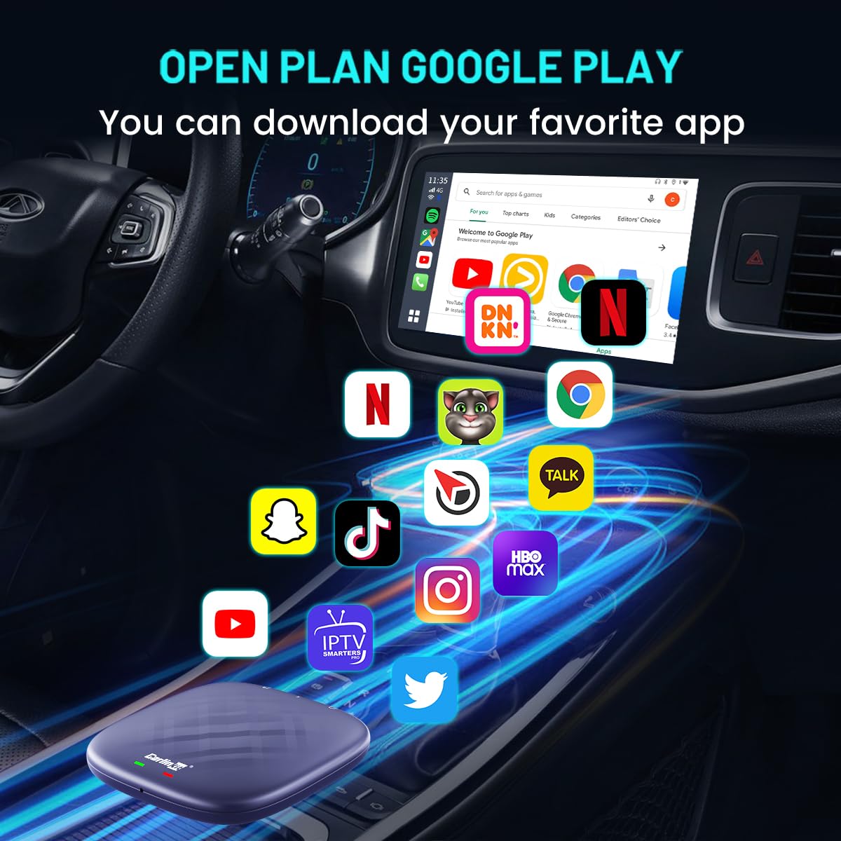 Carlinkit Carplay Ai Box Magic Box Android 13.0 System Wireless Carplay Adapter Android Auto Support Netflix Youtube Google Gps+Glonass 4G Network.For Iphone & Android Phone,Wired To Wireless,8G+128G