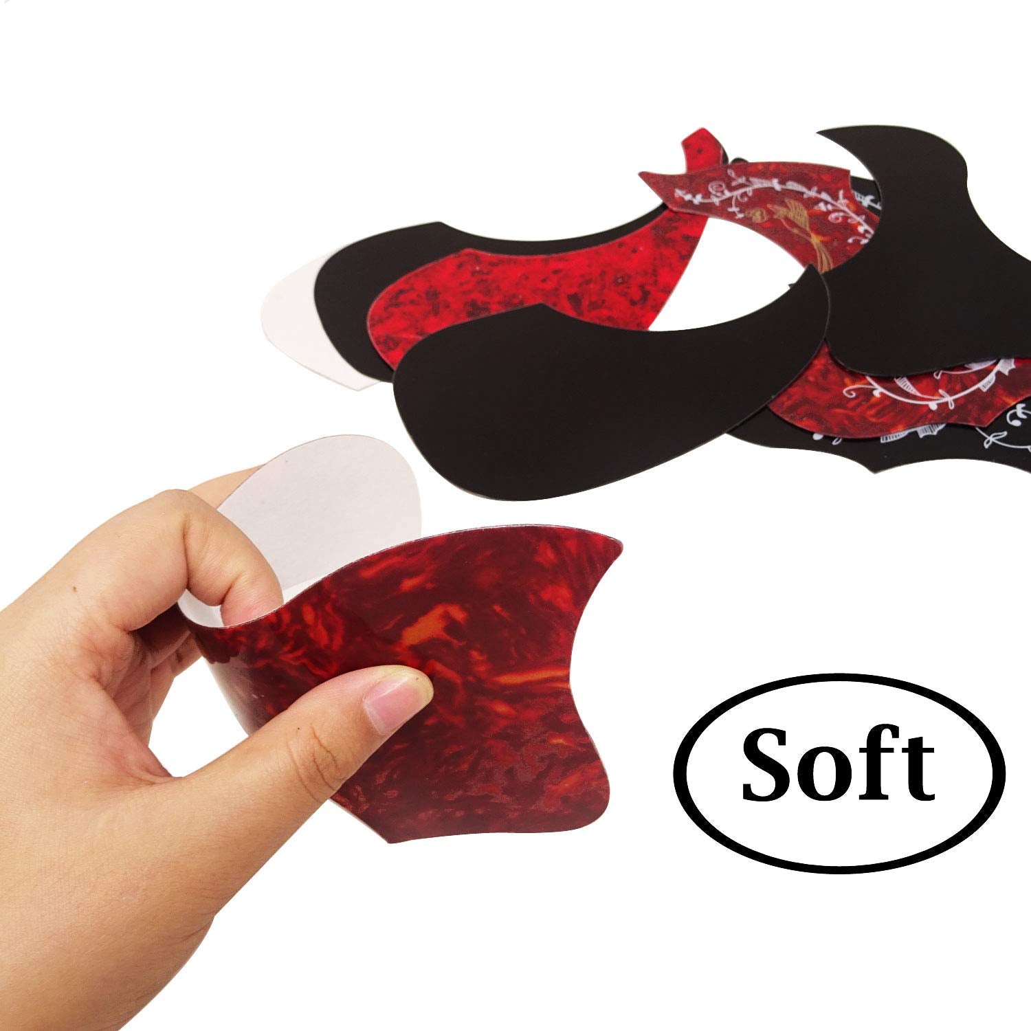 Honbay 8Pcs Self Adhesive Anti Scratch Hummingbird And Water Shaped Acoustic Guitar Pickguard