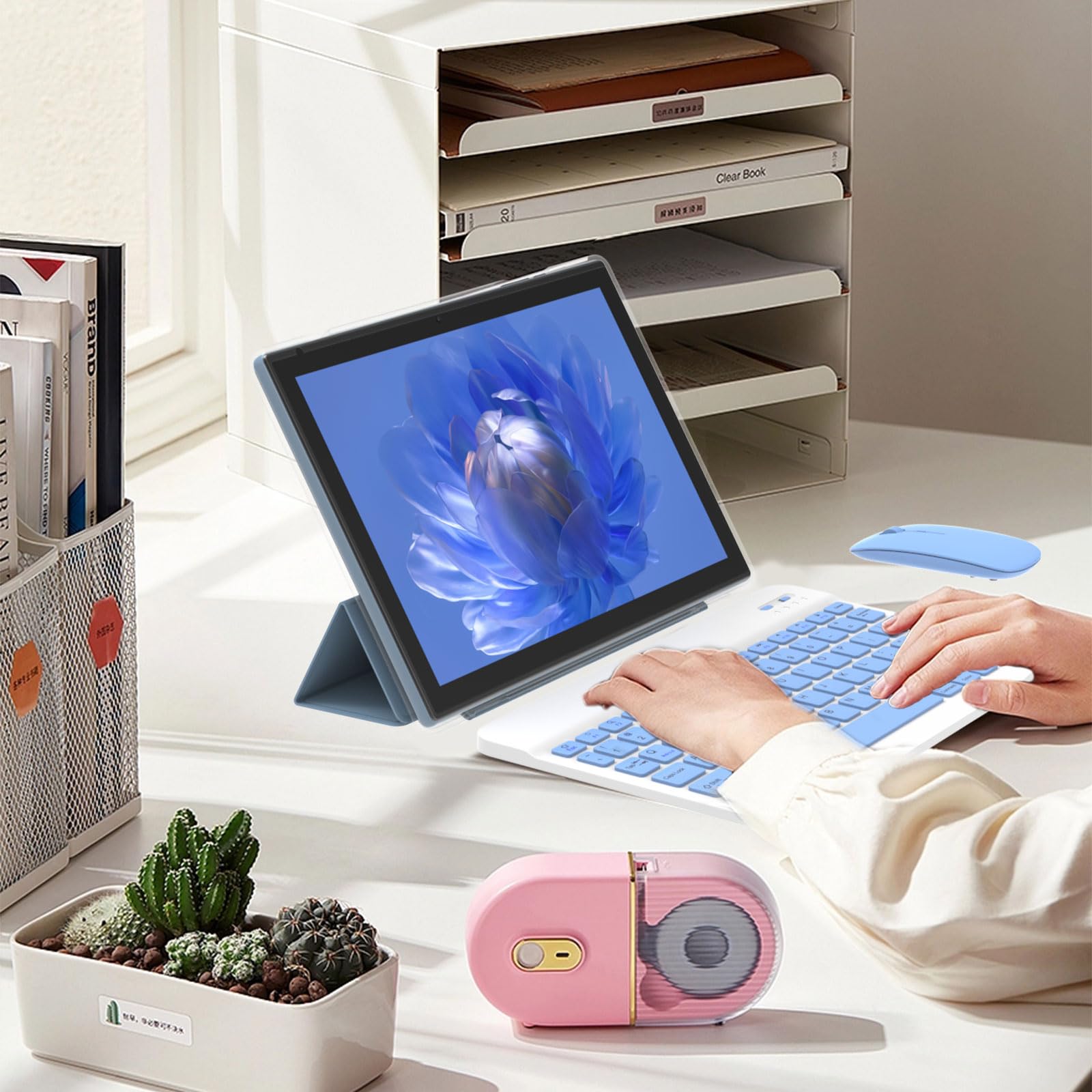 Tablet 2 In 1 Tablets 10 Inch Android 12 Tablet Set With Keyboard Case Mouse Stylus Film, 4Gb+64Gb Tablets 10.1'' Tab 1280*800 H