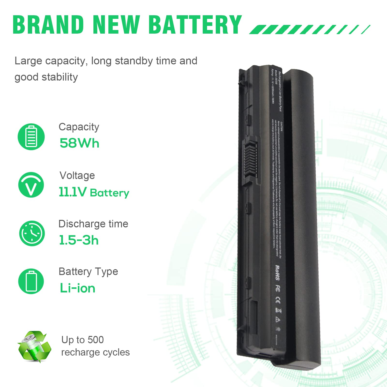 Asuncell Laptop Notebook Battery For Dell Latitude E6320 E6330 E6430S E6220 E6230 E6120 Series, Compatible P N Frr0G Uj499 Tphrg