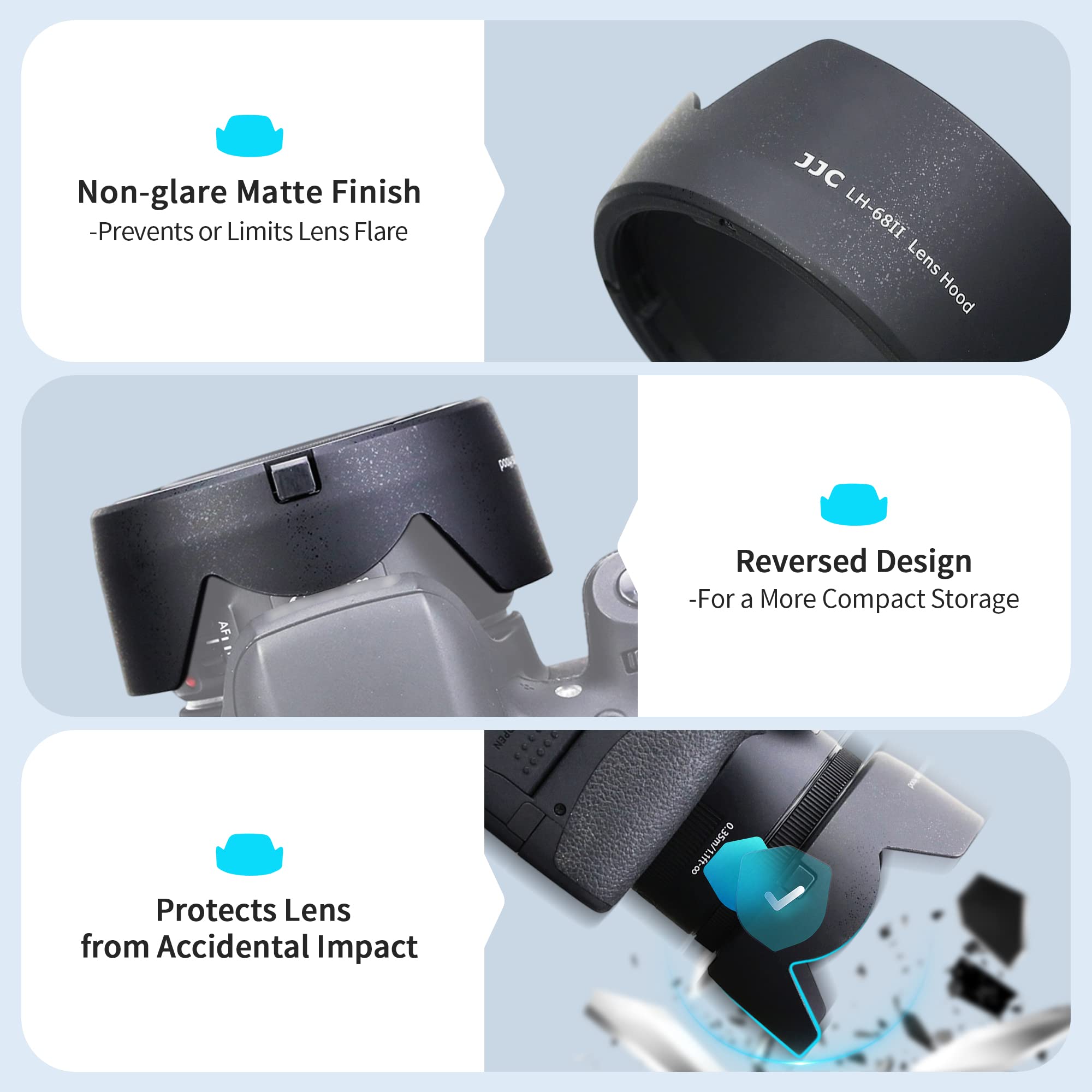 50Mm Reversible Lens Hood Shade Fit For Canon Ef 50Mm F/1.8 Stm Lens Replaces Canon Es 68 Hood Tulip Flower Design  Black