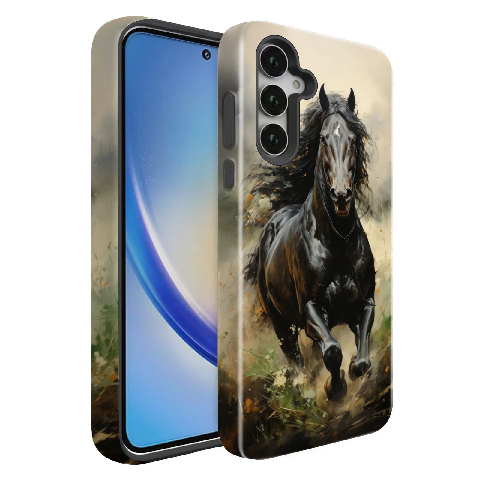 BSMOSPER Compatible for Samsung Galaxy S26 5G Case, Dual Layer Heavy Duty 2 in 1 Shockproof Protective Phone Case,Running Horse