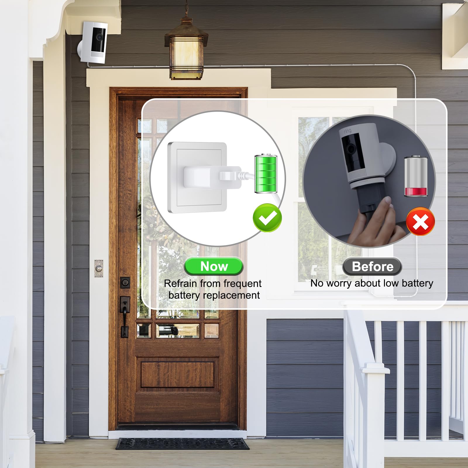 For Ring Stick Up Camera Plug In Power Cord, Charger Adapter Plug In 3Rd Gen, 2Nd Gen, For Ring Spotlight Cam Plus, Pro (Battery). Weatherproof, Continuously Charge Your Outdoor Camera, Usb C 16Ft