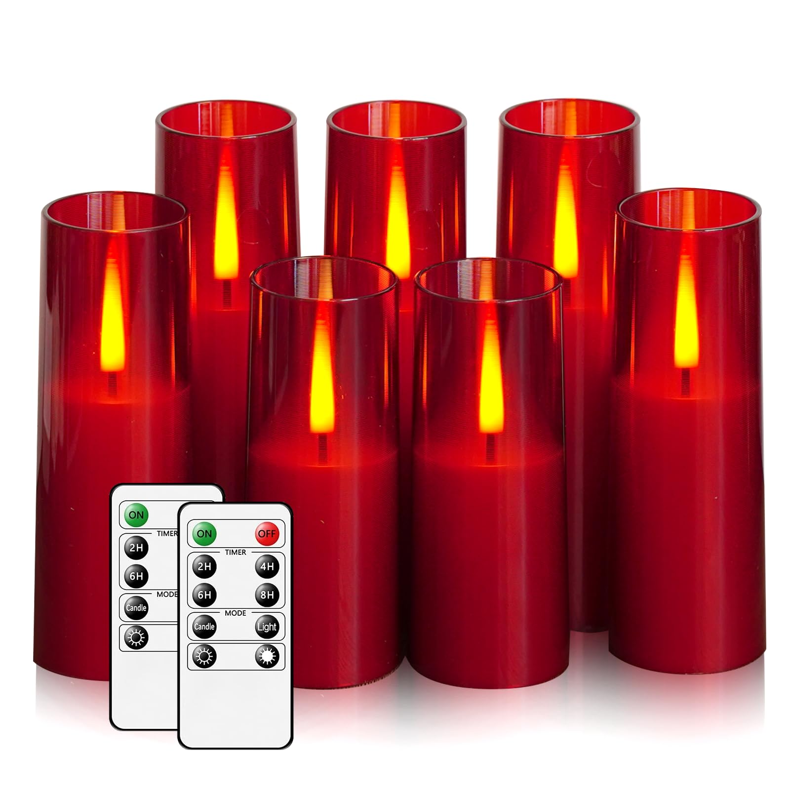 Nimiko Flickering Flameless Led Candles 7Pcs, Realistic Dancing Flame With Remote & Timer, Acrylic Electric Pillar Candles For F
