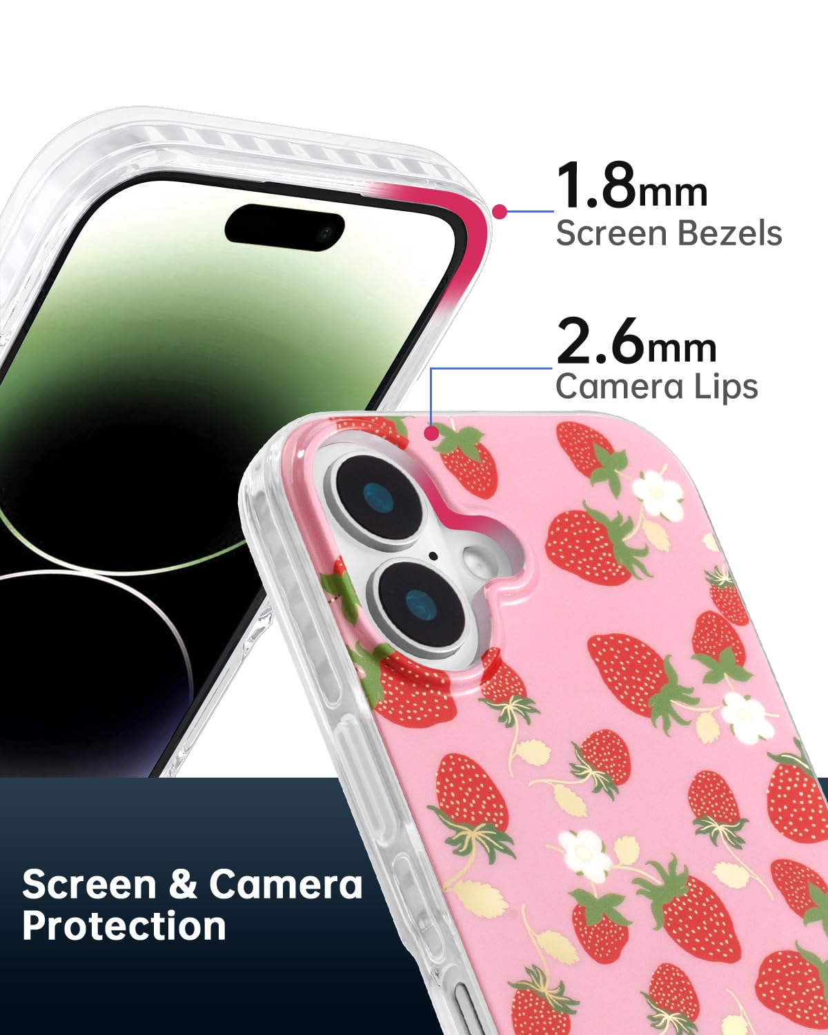 Scorpify For Iphone 16 Case [Compatible With Magsafe] With Strawberry Party Fruit Design, Cute Floral Magnetic Phone Cover For W