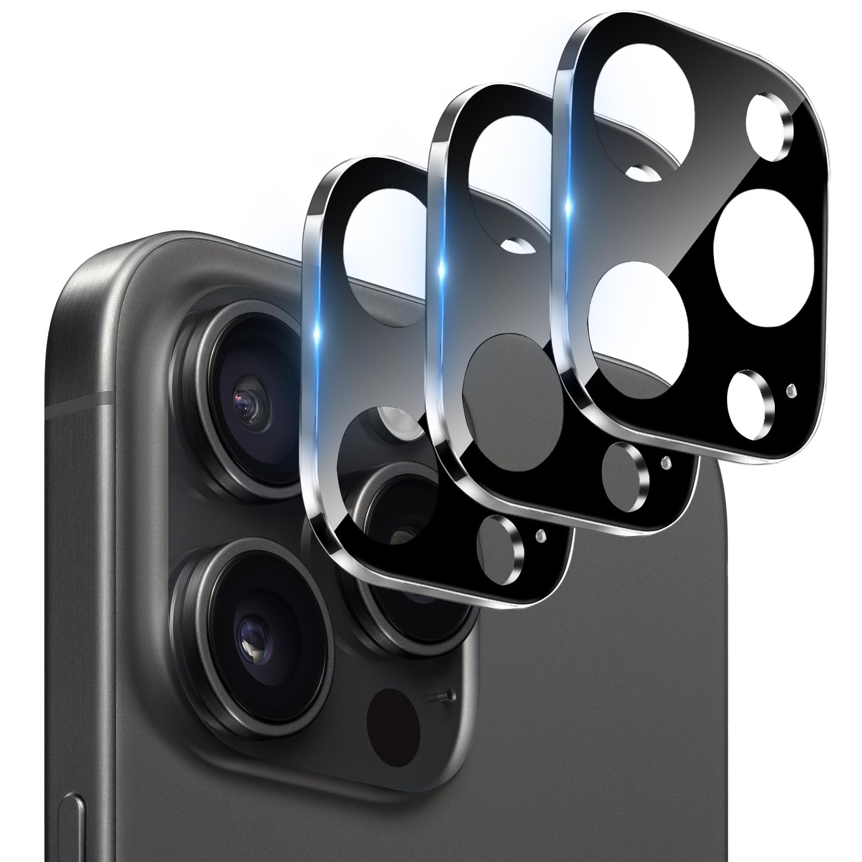 Dengduoduo ?3 Pack?Camera Lens Protector For Iphone 15 Pro 6.1'' & Iphone 15 Pro Max 6.7'', Tempered Glass, Ultra Hd, 9H Hardnes