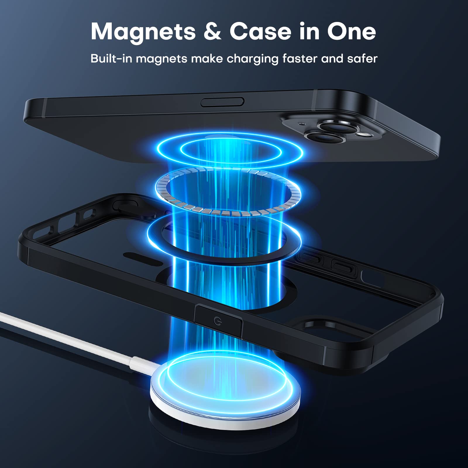 Tauri 3 In 1 Magnetic For Iphone 13 Case For Iphone 14 Case, [Designed With Magsafe] With 2 Screen Protector, Shockproof Case Fo