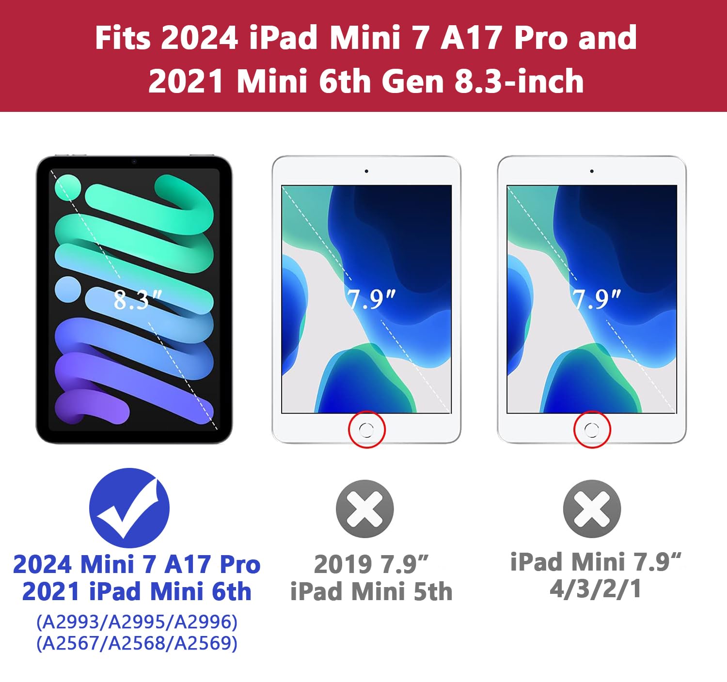 Grifobes Case For Ipad Mini 7Th 2024 (A17 Pro) / Mini 6Th Generation 2021 8.3'', Heavy Duty Shockproof Cover With Pencil Holder