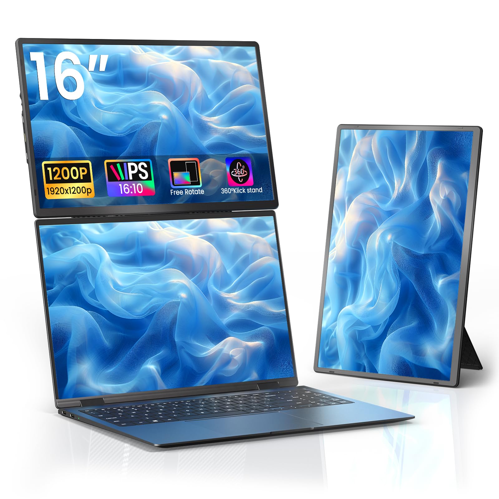 AOKER Portable Monitor for Laptop - Laptop Screen Extender HDMI USB C Travel External Display with Stand Gaming Monitor for PC M