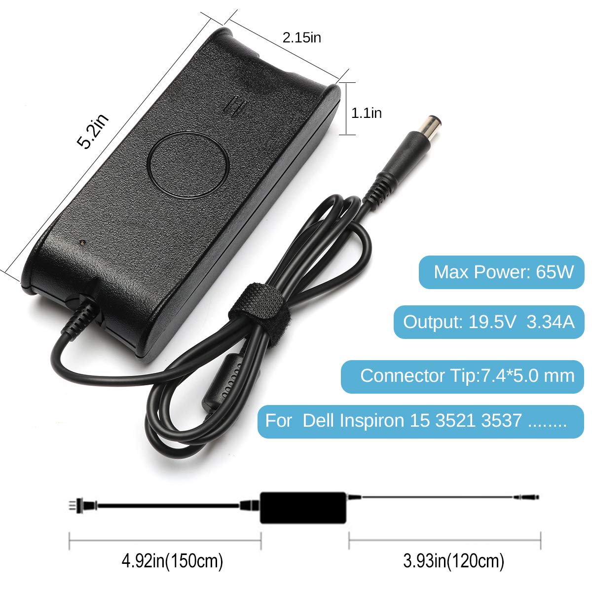 19.5V 3.34A 65W Ac Adapter Laptop Charger Power Supply For Dell Inspiron 15 3521 3537 3531 15R 5521 5537 17 3721 5748 17R 5737 5721 14 3421 5421 14R 5437 5421 N5110 N5010 N7110