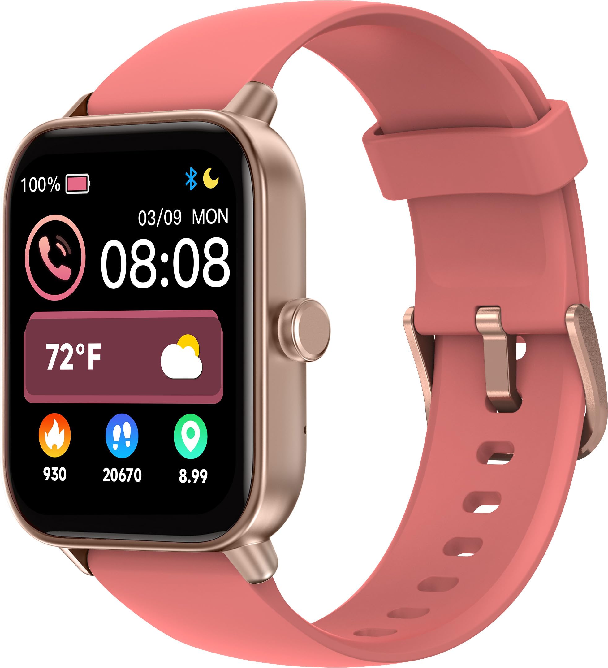 Toobur Smart Watch For Women Alexa Built In, 1.8'' Compatible Android Ios, Answer&Make Call/Heart Rate/Step Counter/Sleep Tracke