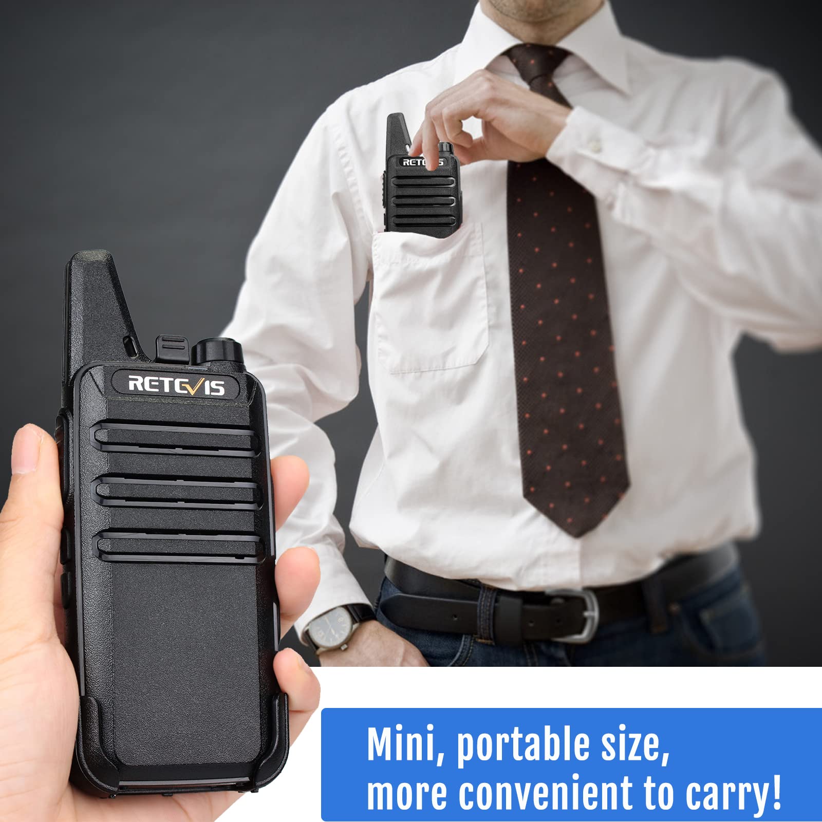 Retevis Rt22 Walkie Talkies For Adults, Two Way Radios Long Range Rechargeable, Vox Handsfree, Mini Compact Walkie Talkie With Type C Charger, For School Church Restaurant (6 Pack)