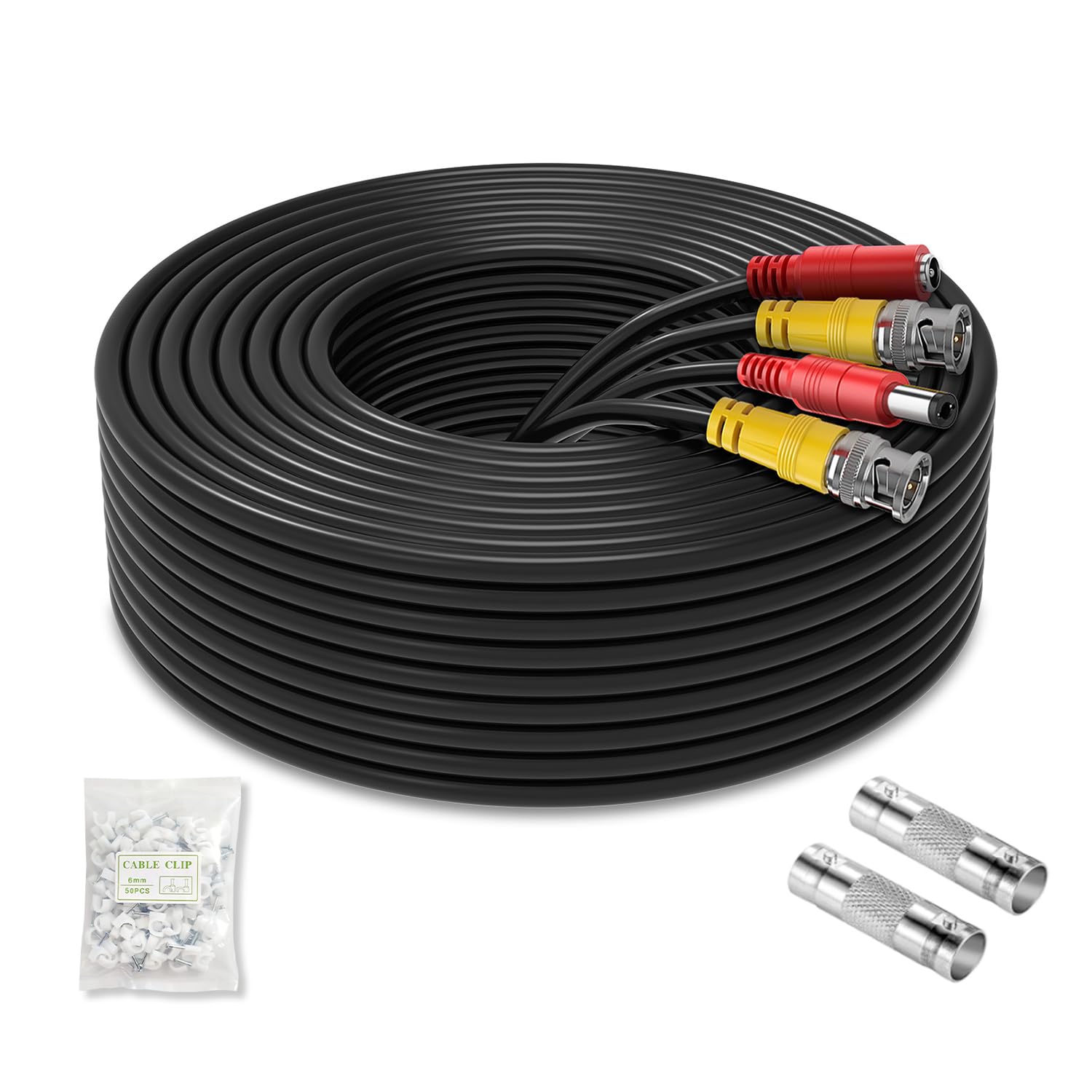 Wildhd 200Ft Bnc Cable All In One Siamese Video And Power Security Camera Cable, Extension Wire Cord With 2 Female Connectors Fo